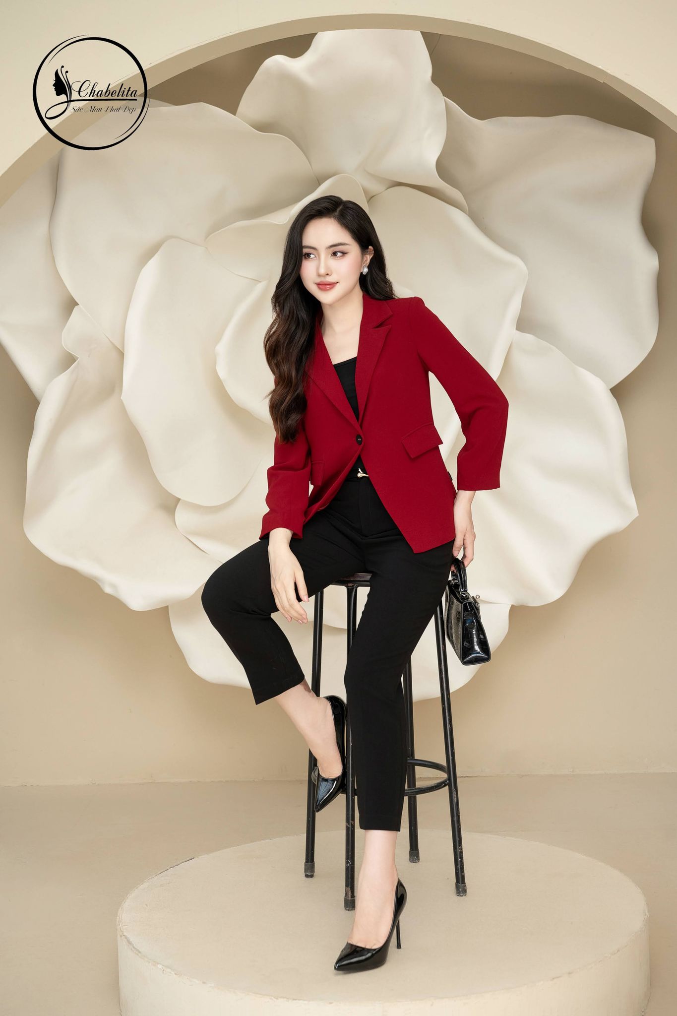 Áo vest 1 khuy dài tay màu đỏ