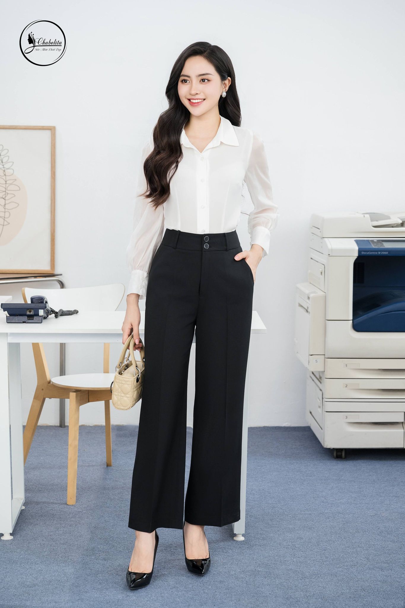 Quần suông 2 cúc màu đen