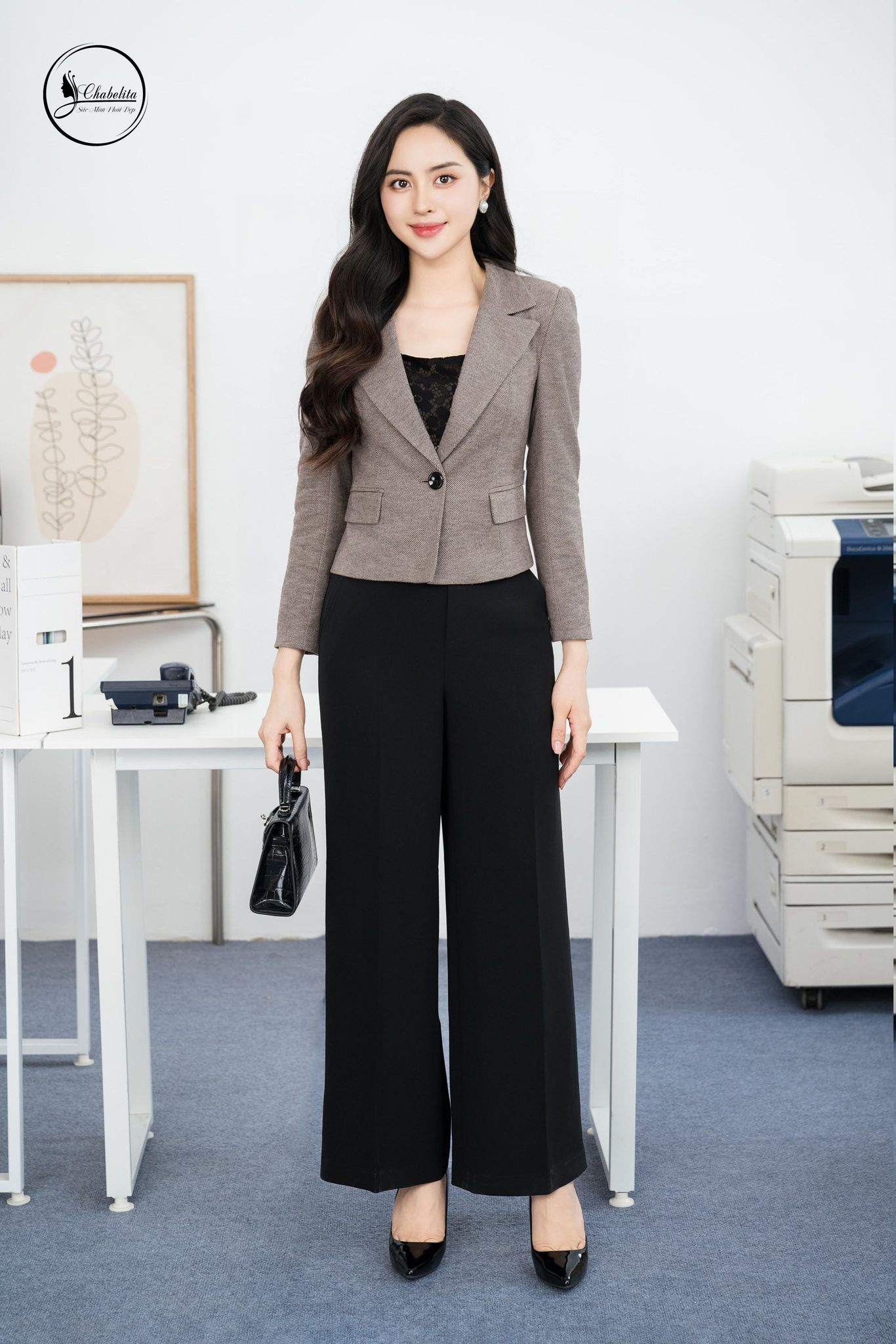 Áo vest cổ bẻ 1 khuy màu tím