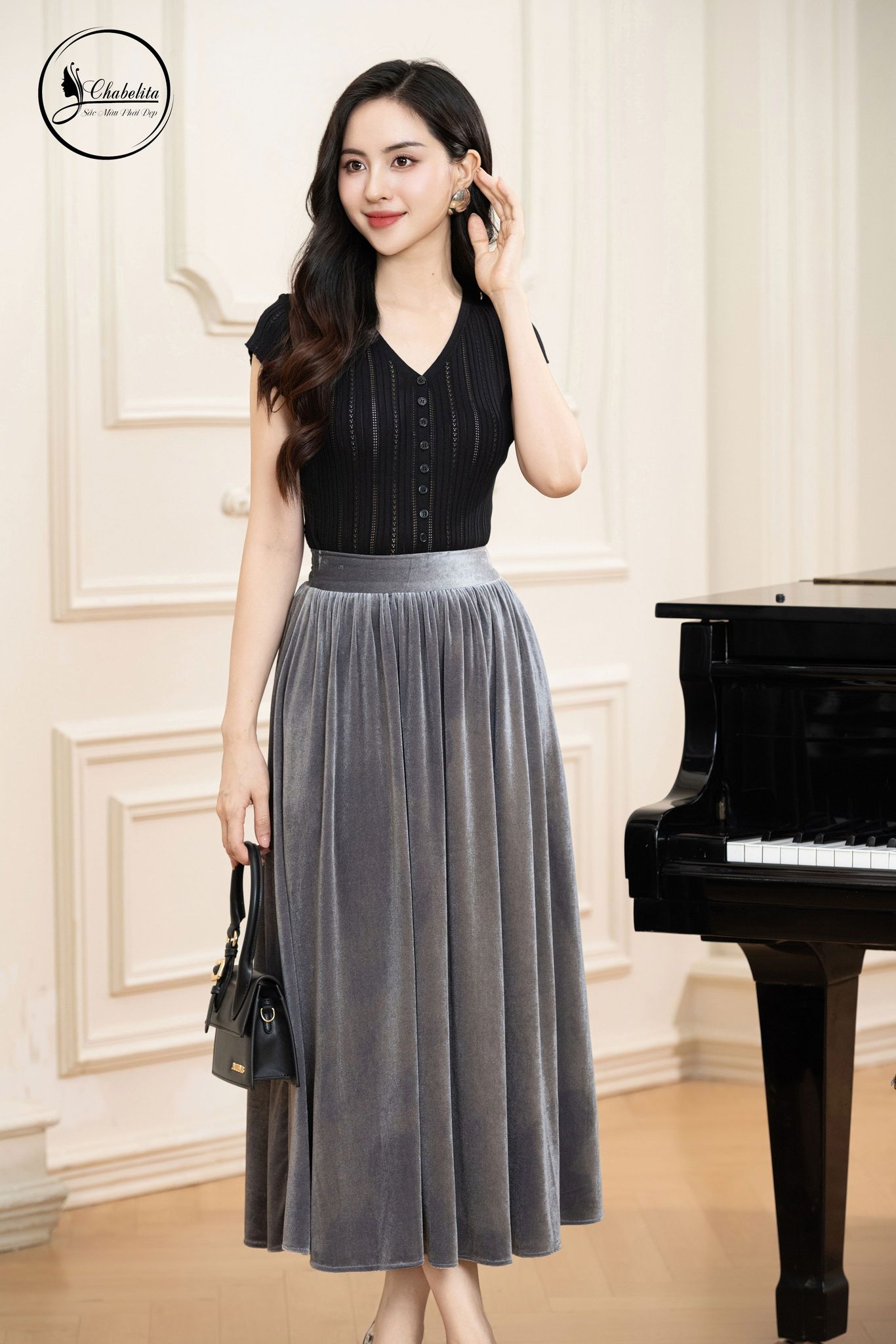 Chân nhung nhún màu ghi