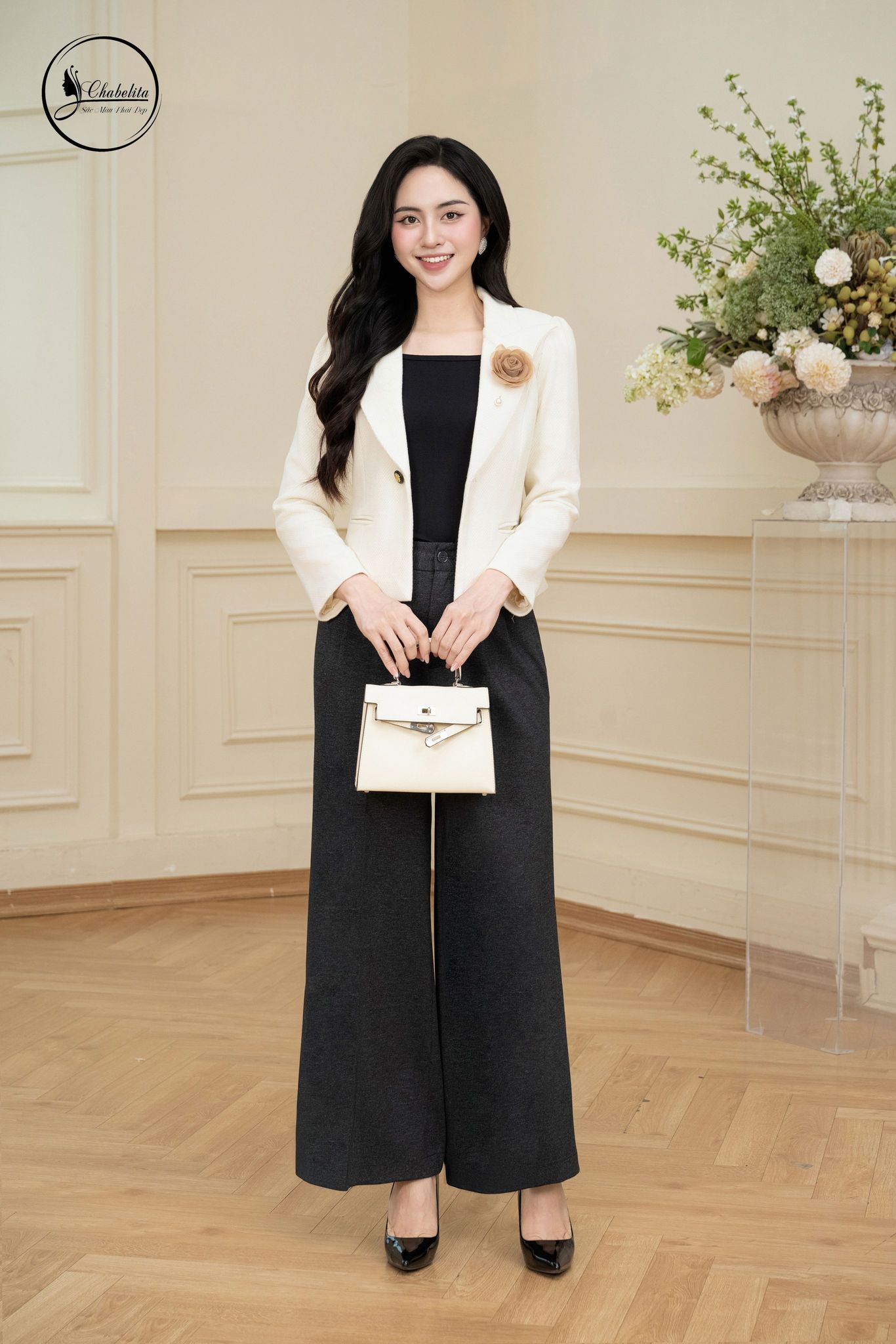 Áo vest dạ màu be