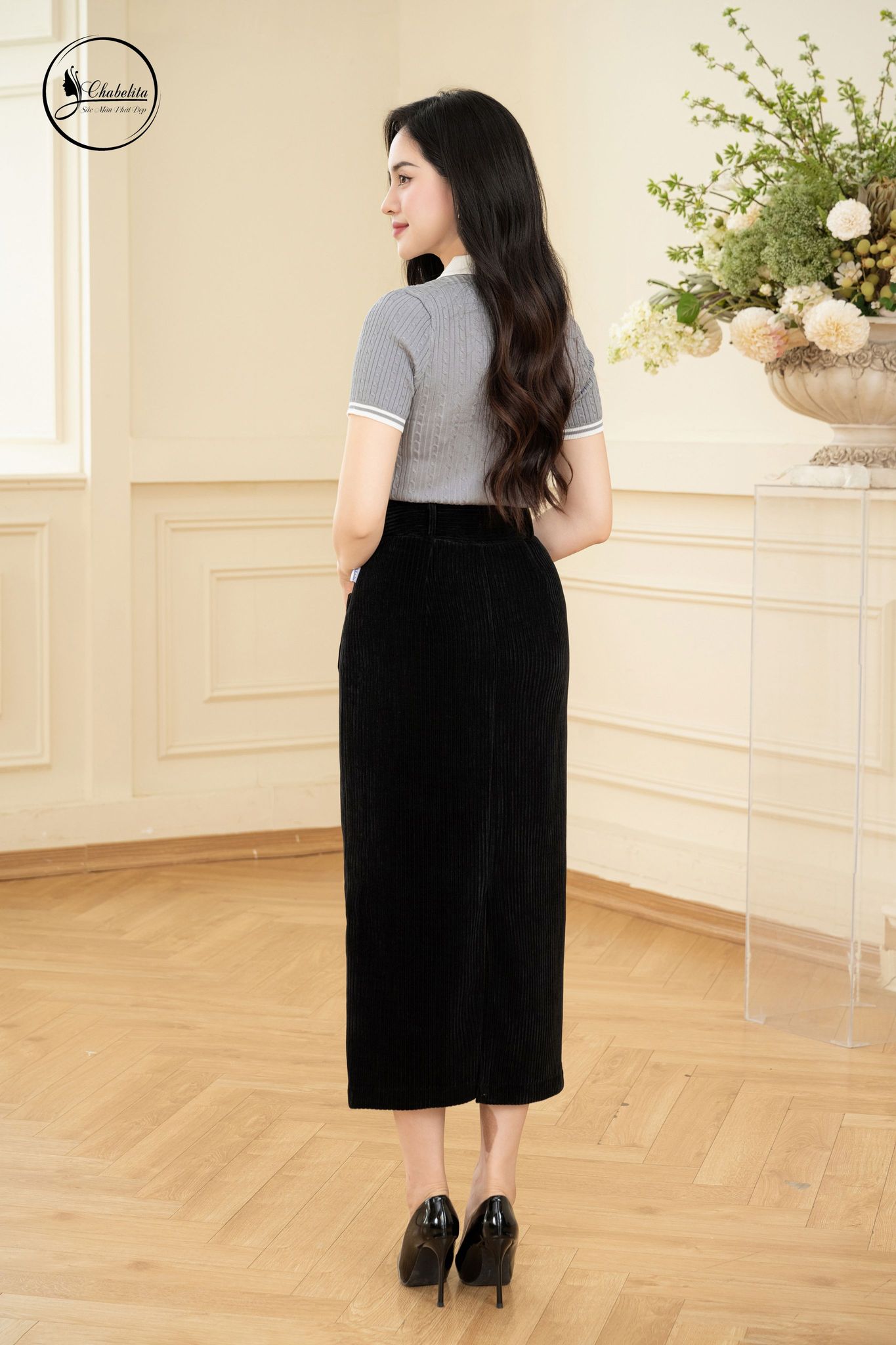 Áo len cổ đức màu ghi