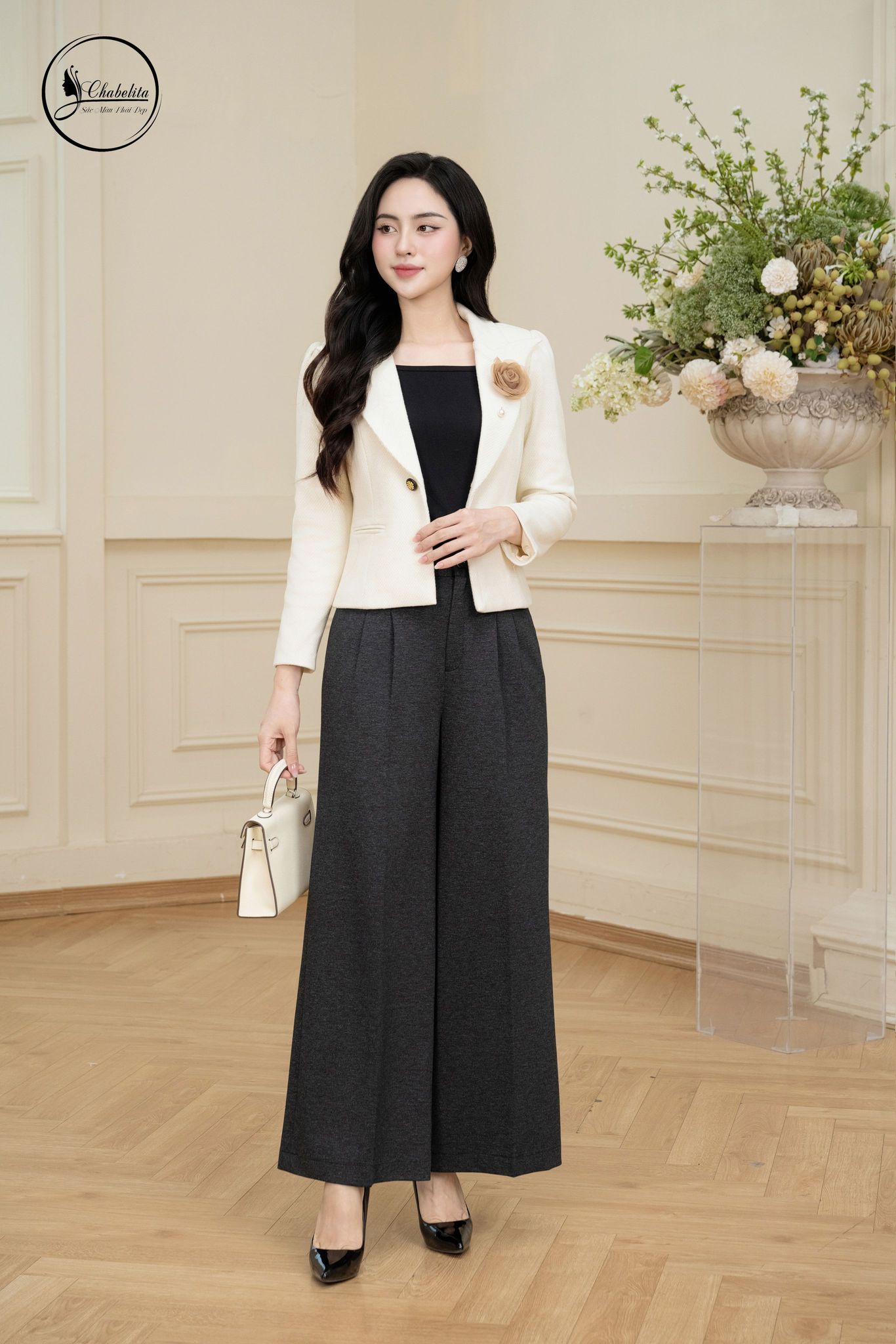 Áo vest dạ màu be