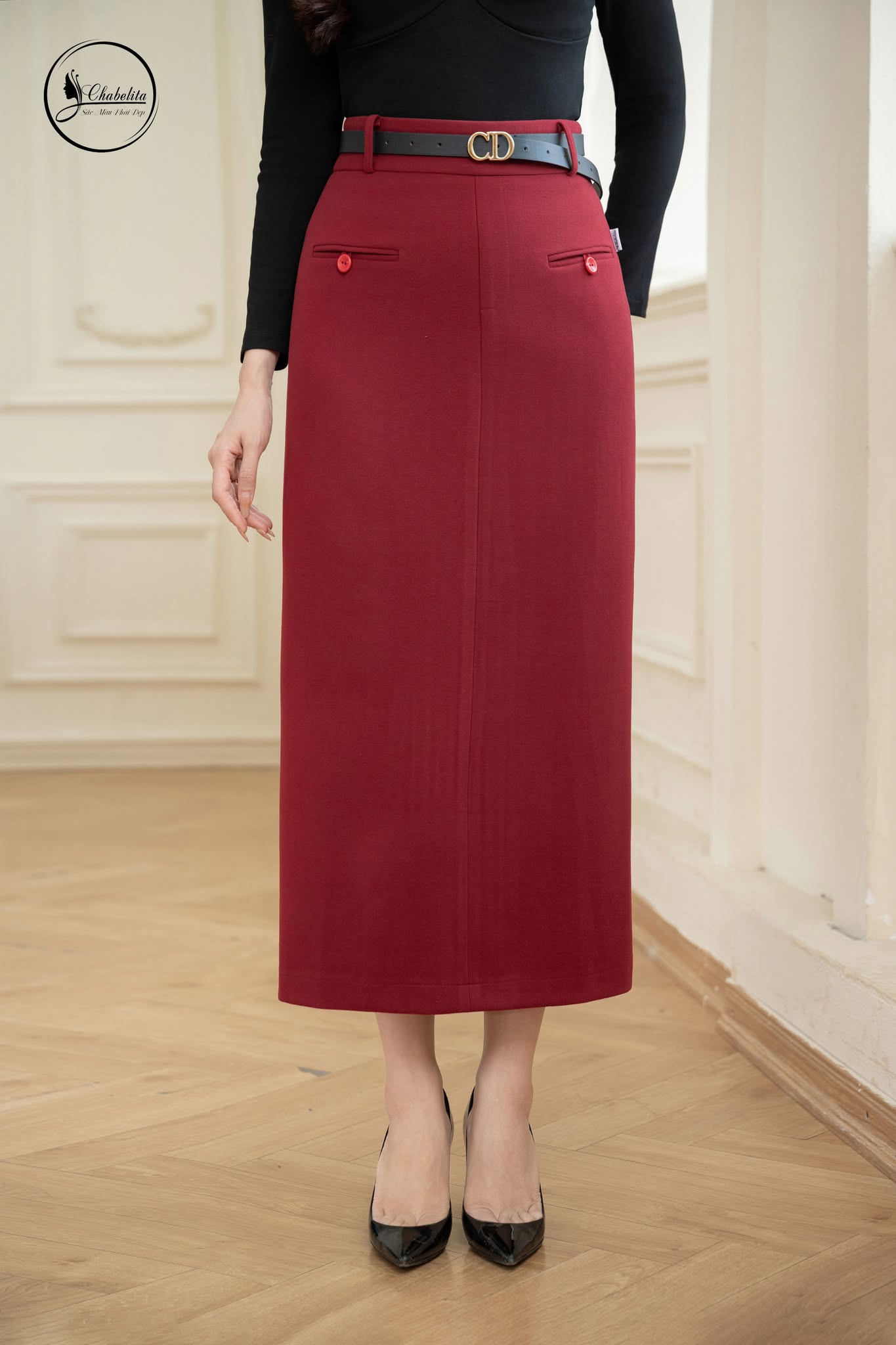 Chân váy ôm A màu đỏ