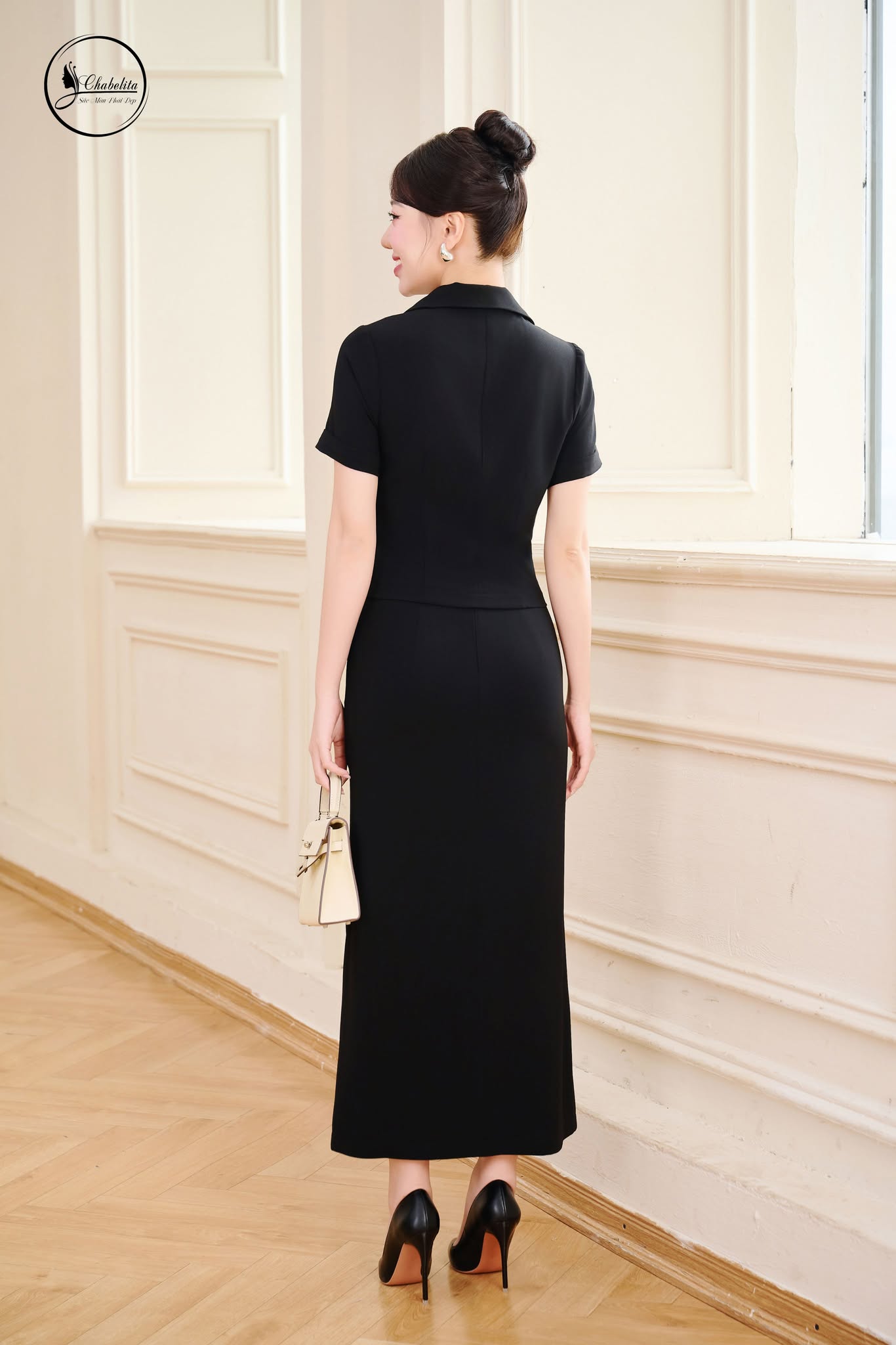 Áo sơ mi cách điệu màu đen