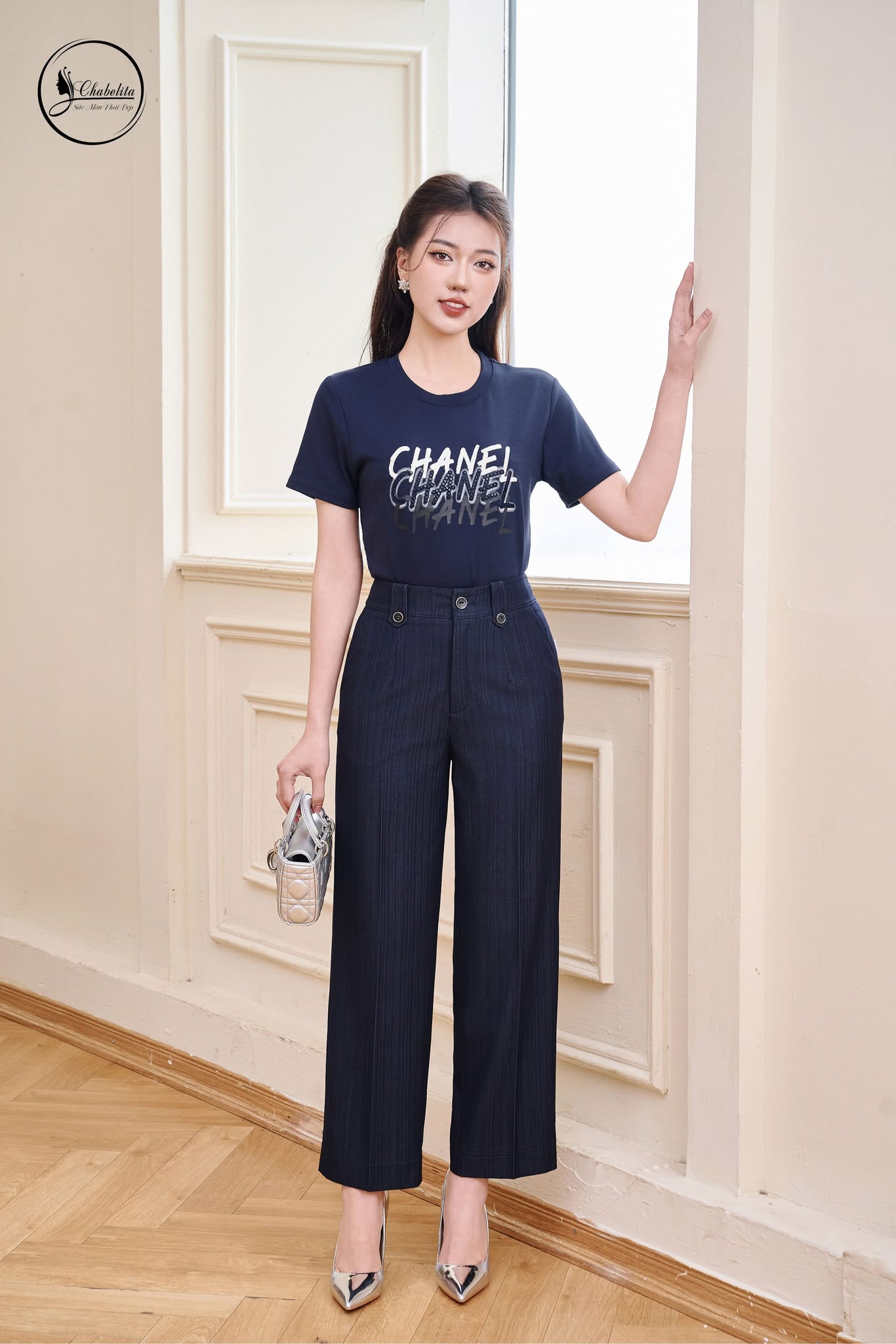 Áo cotton CHANEL màu tím than