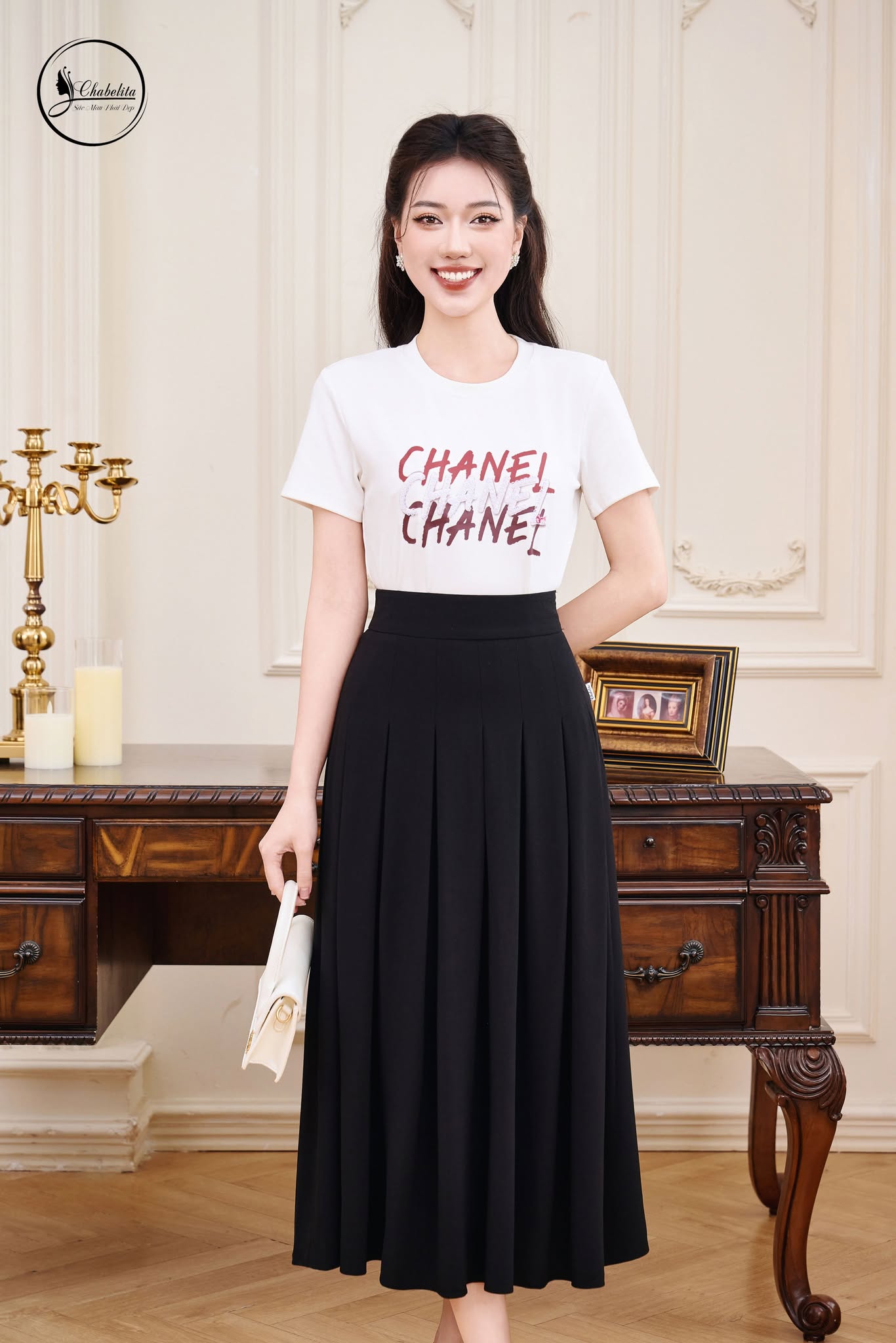 Áo cotton CHANEL màu trắng