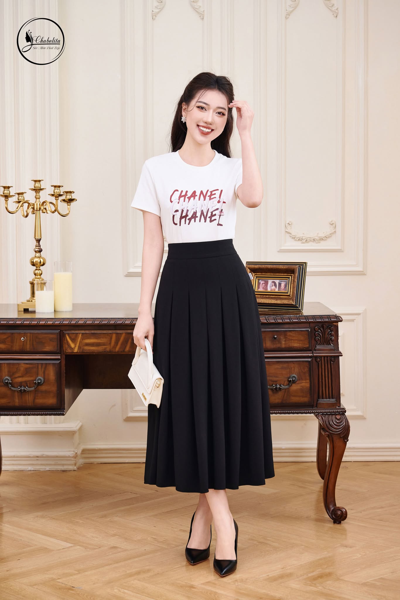 Áo cotton CHANEL màu trắng