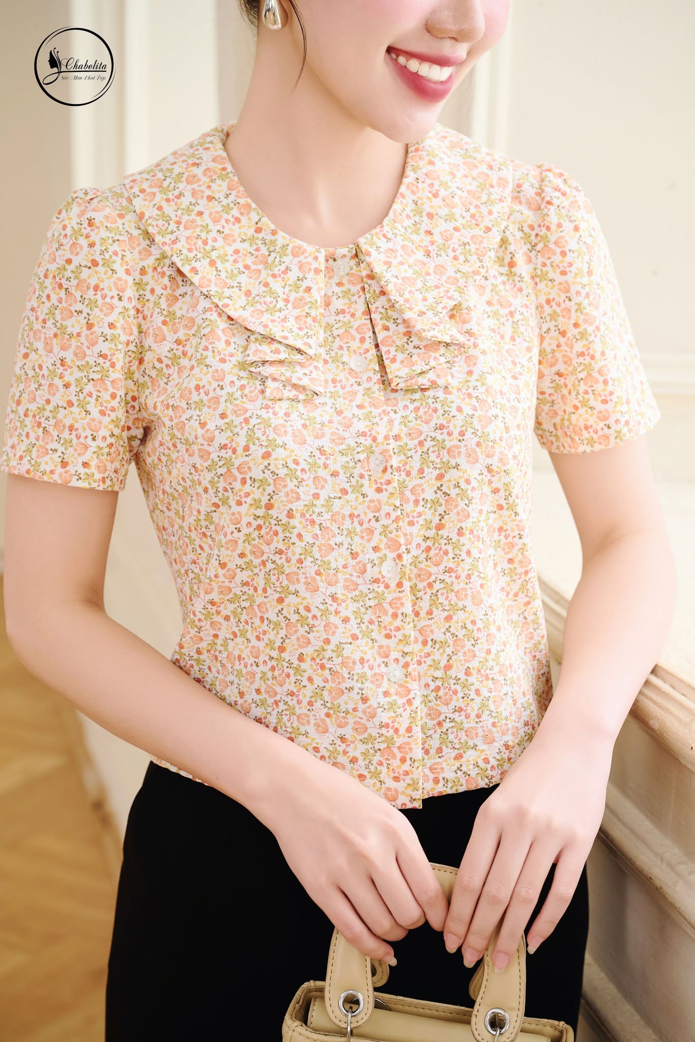 Áo cloptop hoa nhí màu vàng