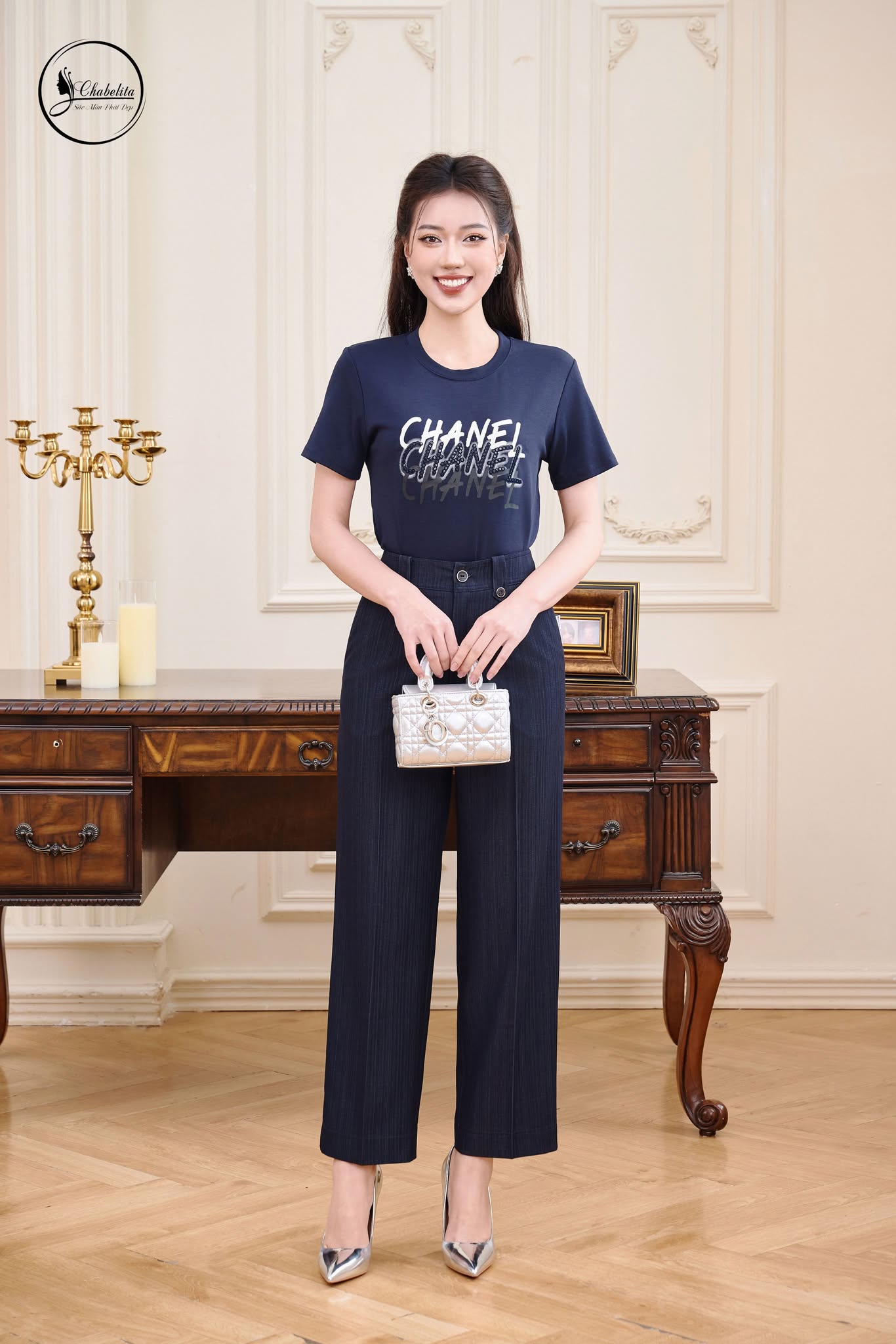 Áo cotton CHANEL màu tím than