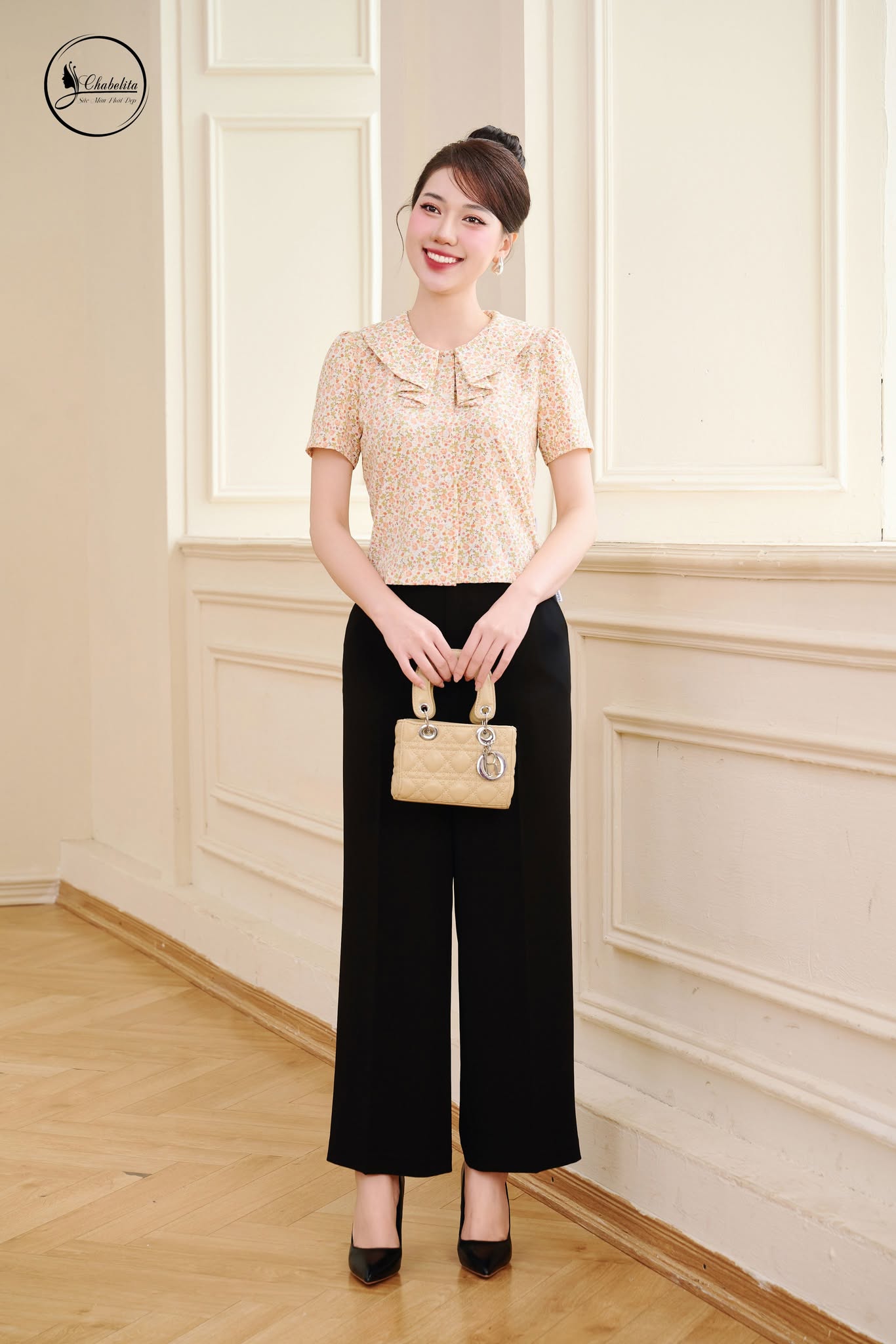 Áo cloptop hoa nhí màu vàng