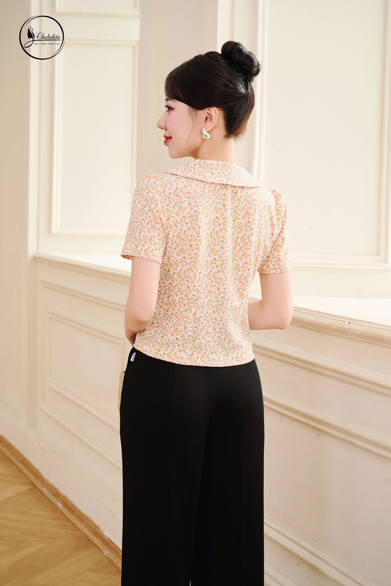 Áo cloptop hoa nhí màu vàng