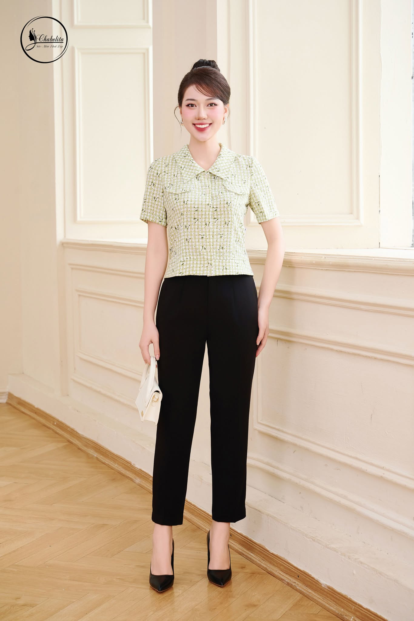 Áo sơ mi hoa tay lỡ màu cẩm