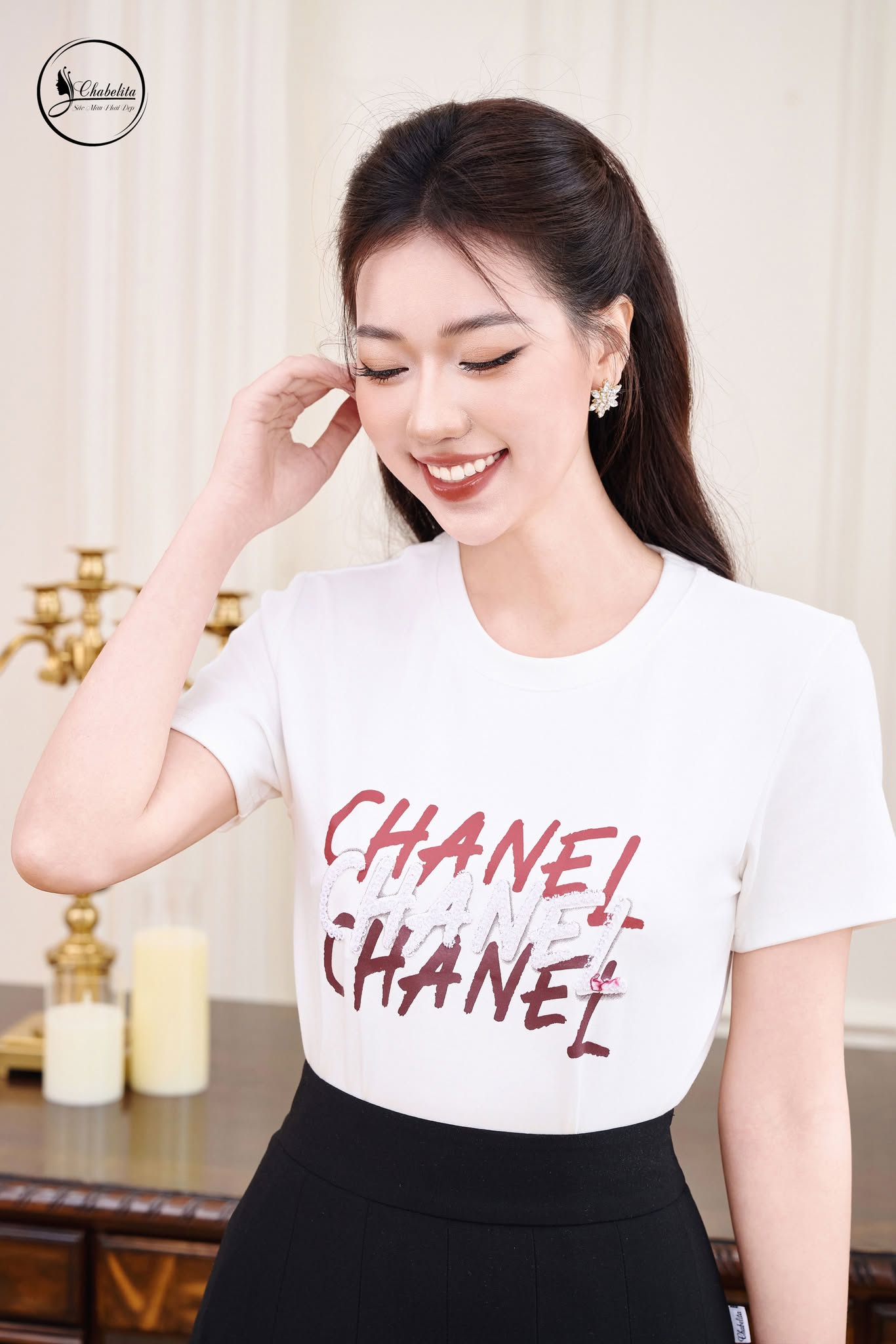 Áo cotton CHANEL màu trắng