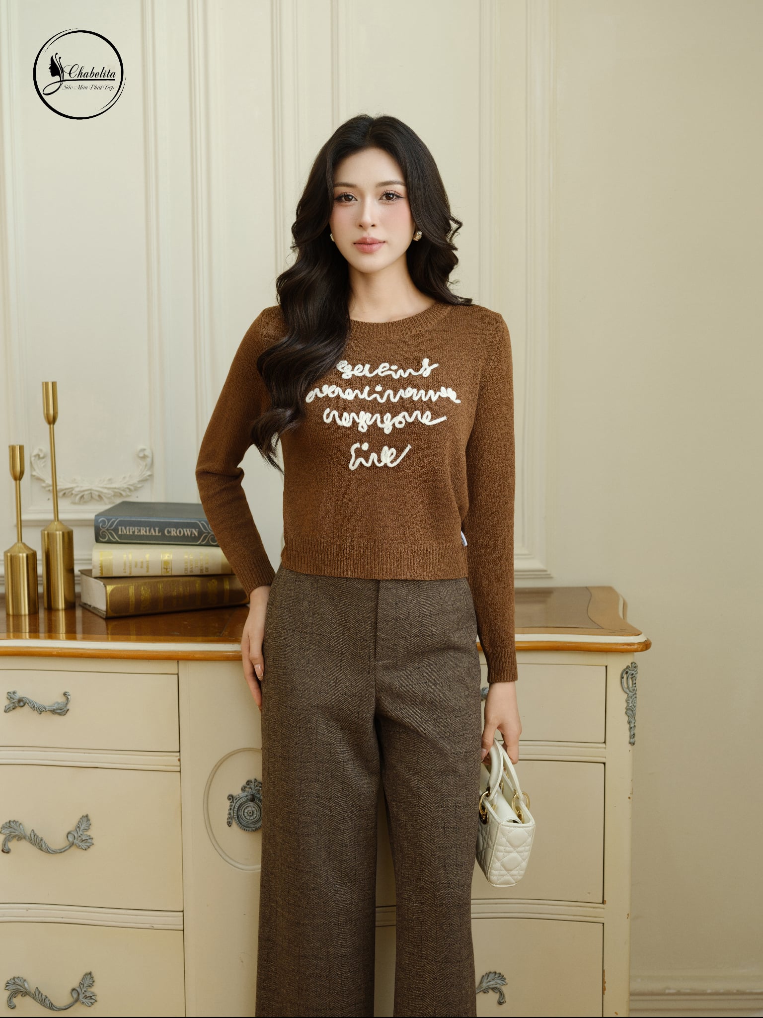 Áo len tay dài cloptop màu nâu