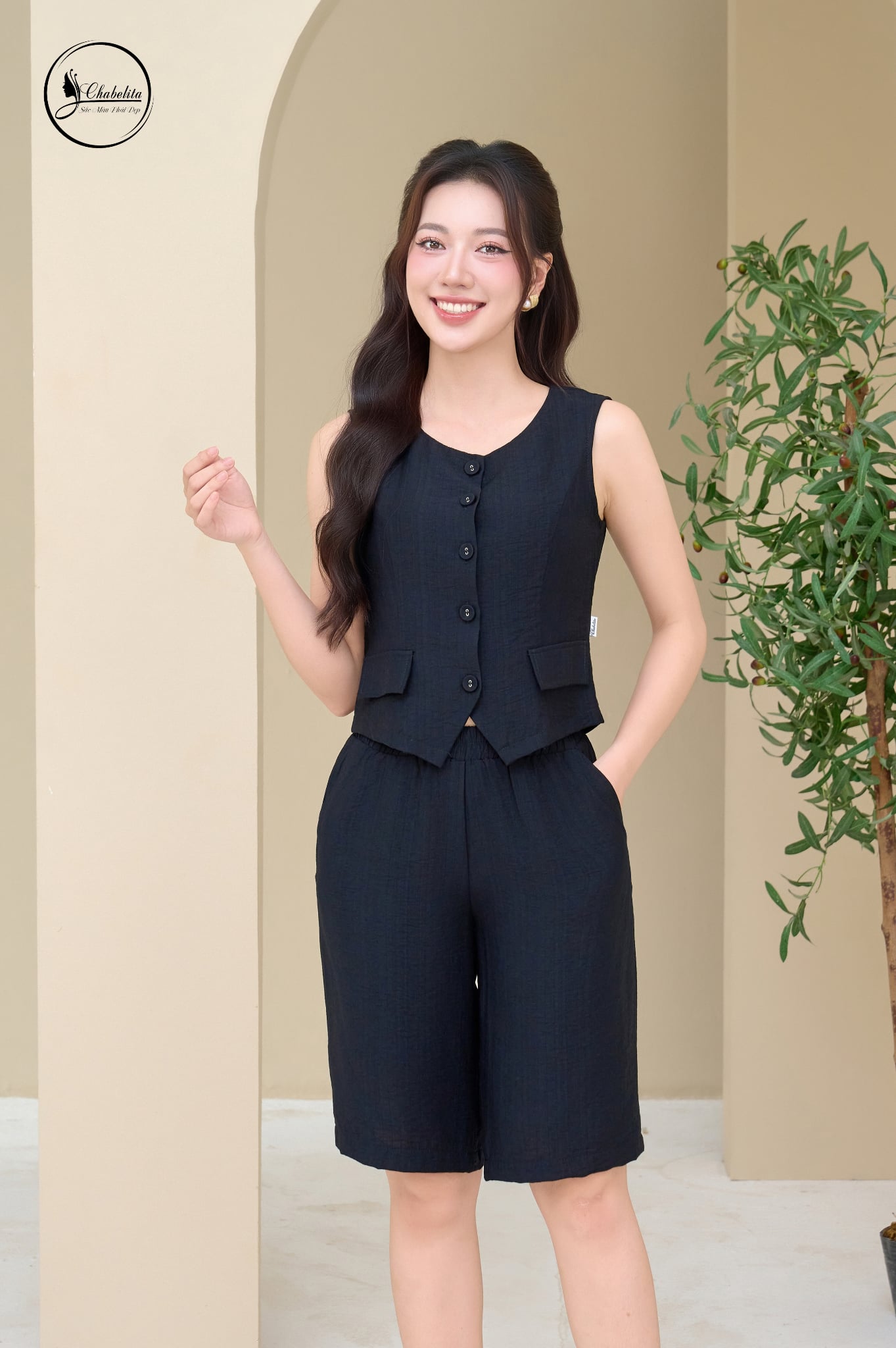 Sét bộ quần lửng áo sát nách màu đen