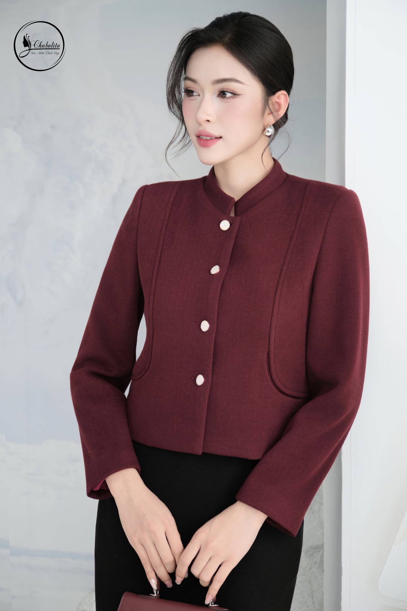 Áo vest cổ tàu màu đỏ