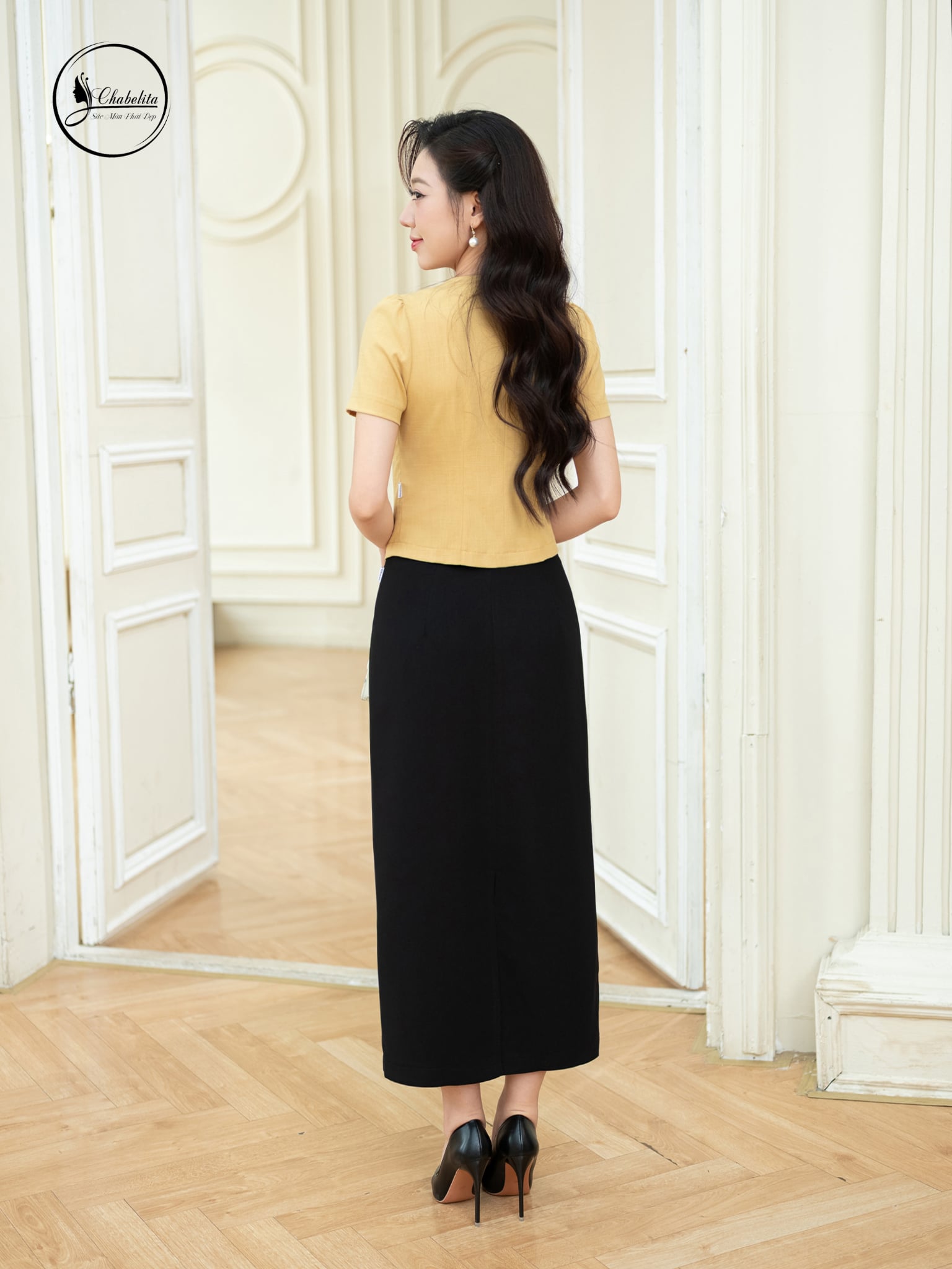 Áo đũi xịn vạt chéo màu vàng