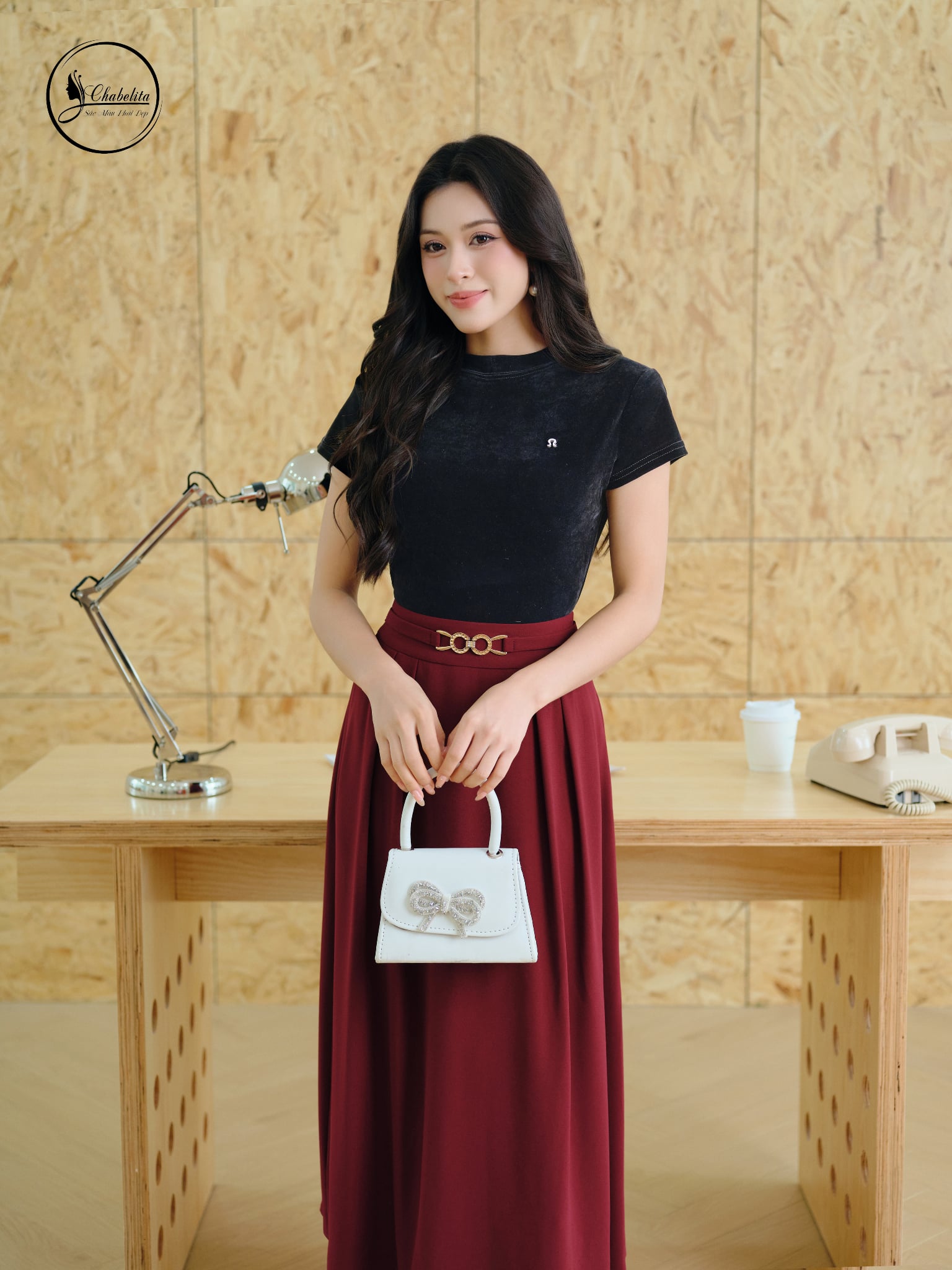 Áo nhung cổ 3 phân màu đen