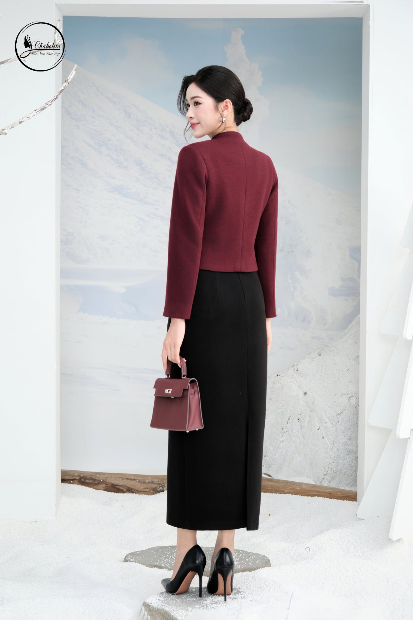 Áo vest cổ tàu màu đỏ