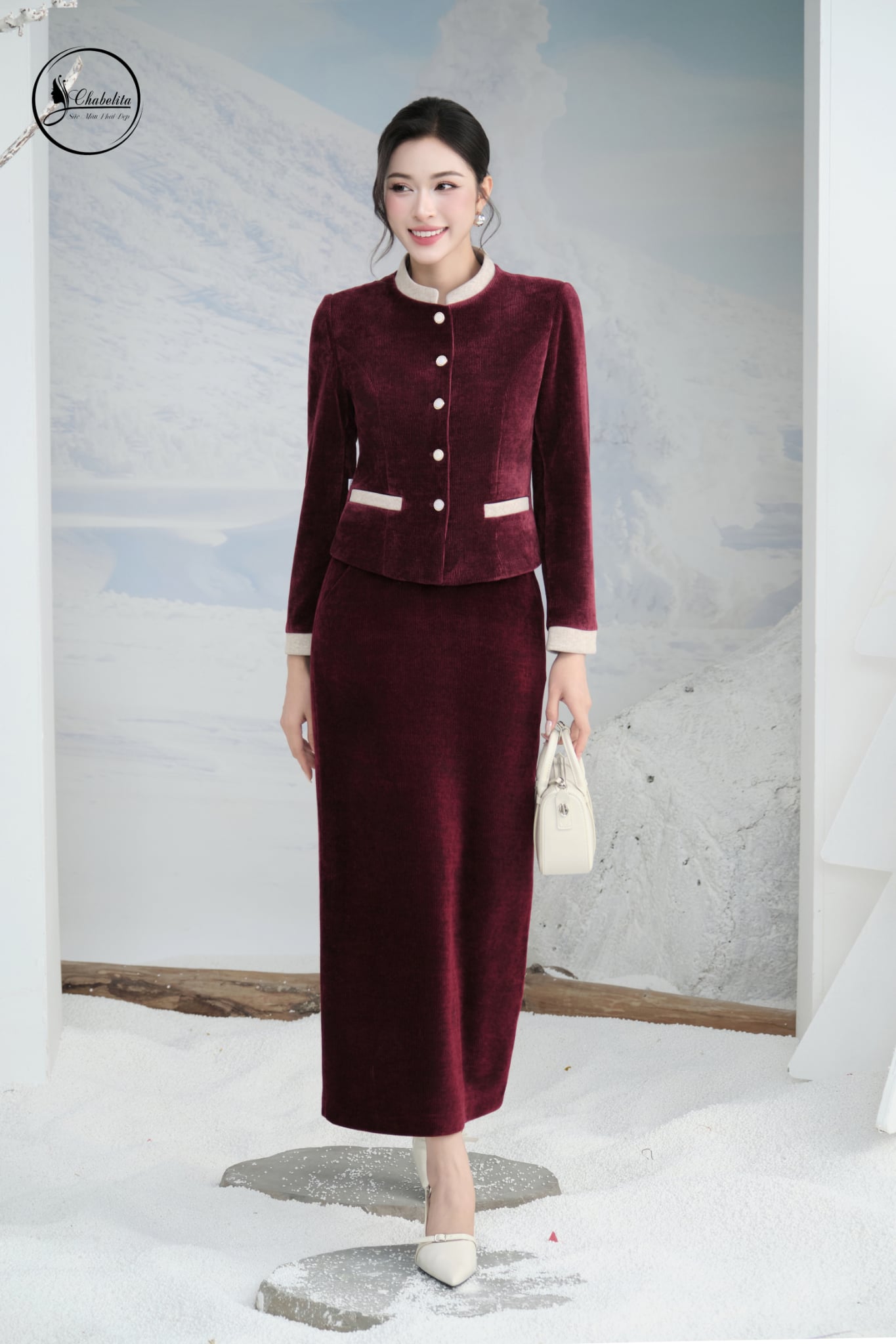 Áo vest cổ 3 phân phối màu đỏ