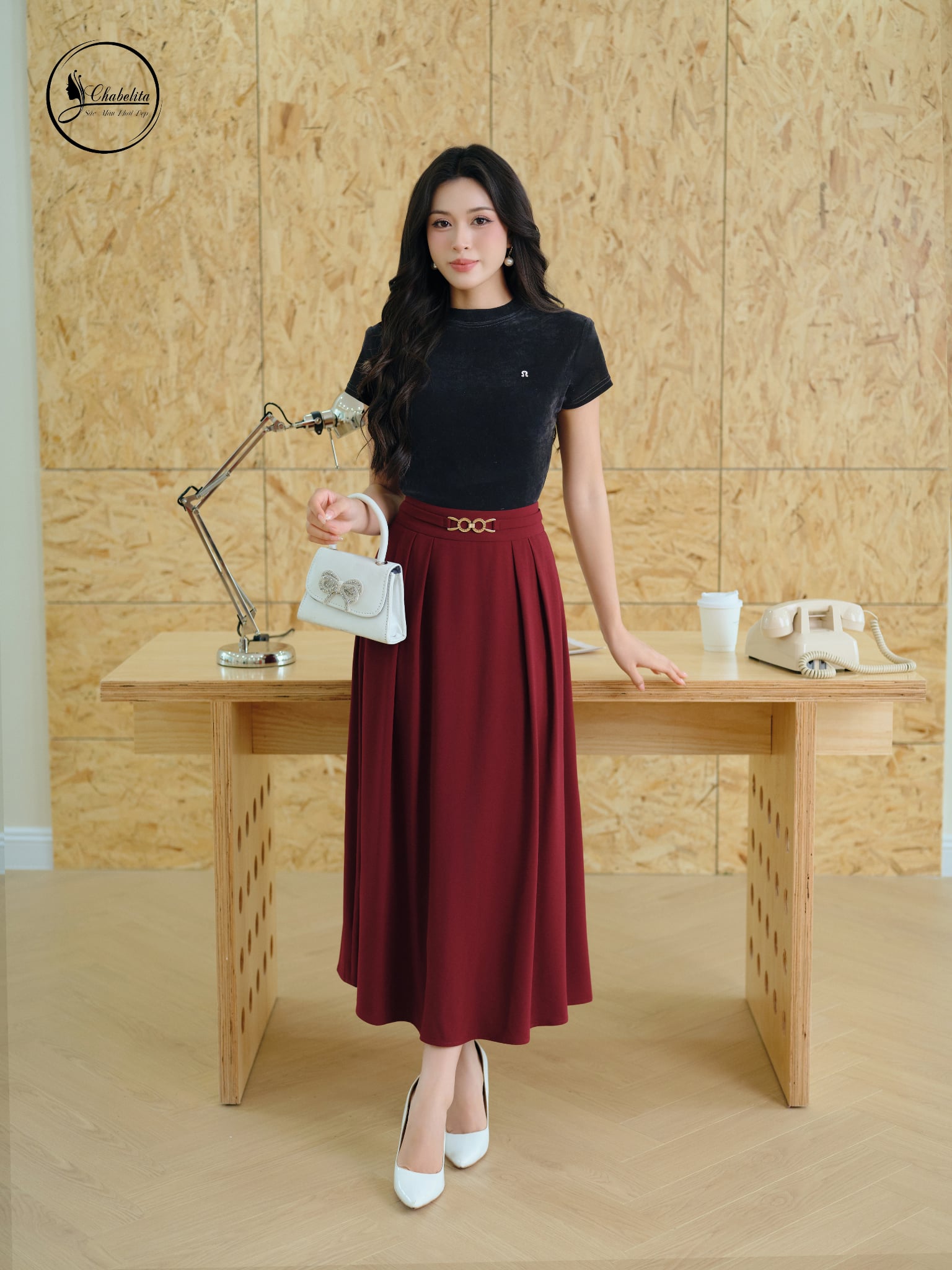 Áo nhung cổ 3 phân màu đen