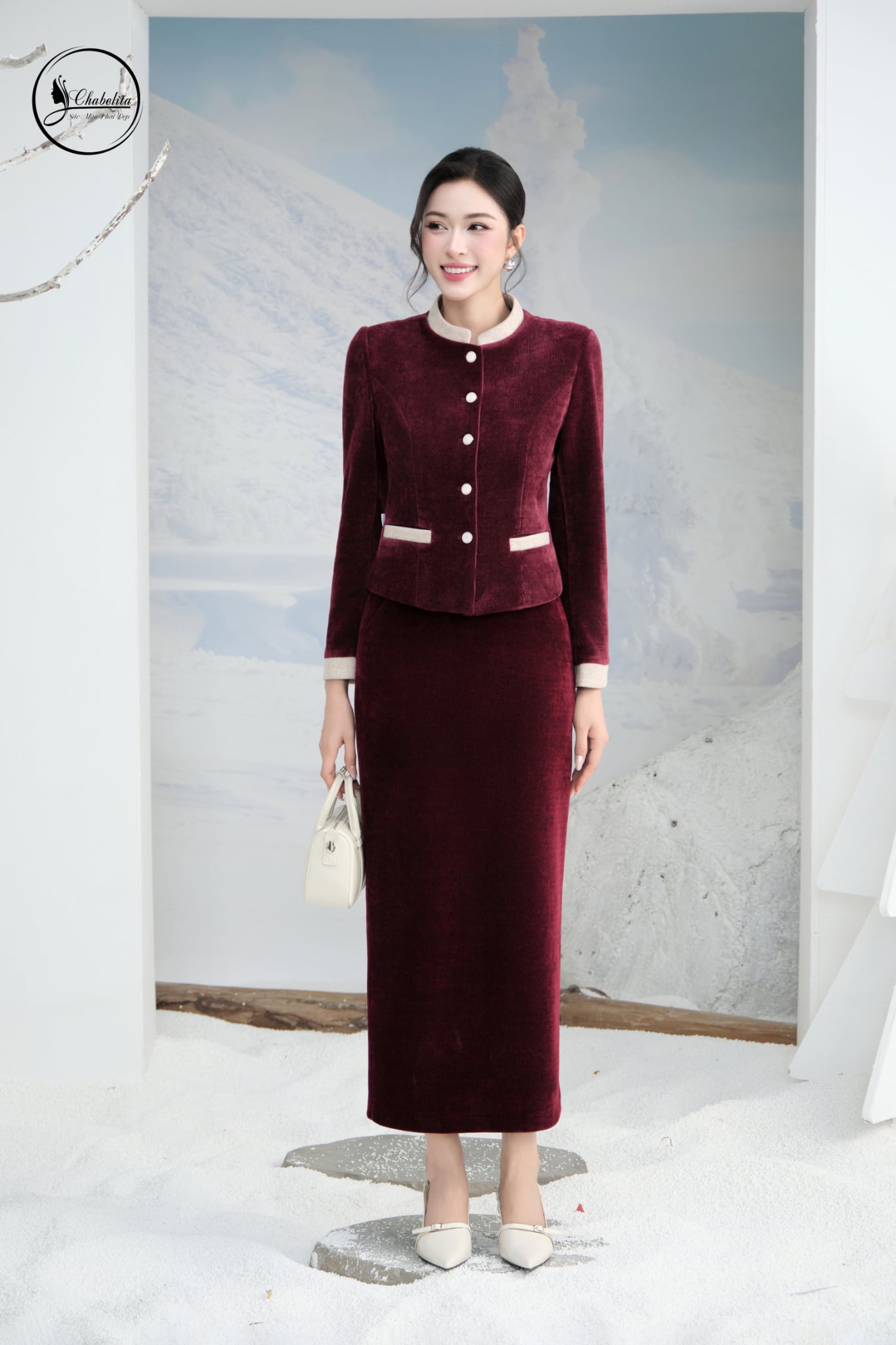 Áo vest cổ 3 phân phối màu đỏ