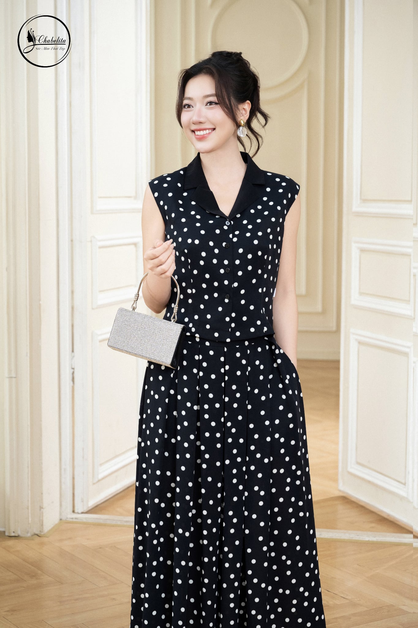 Sét đồ bộ đùi họa tiết chấm bi