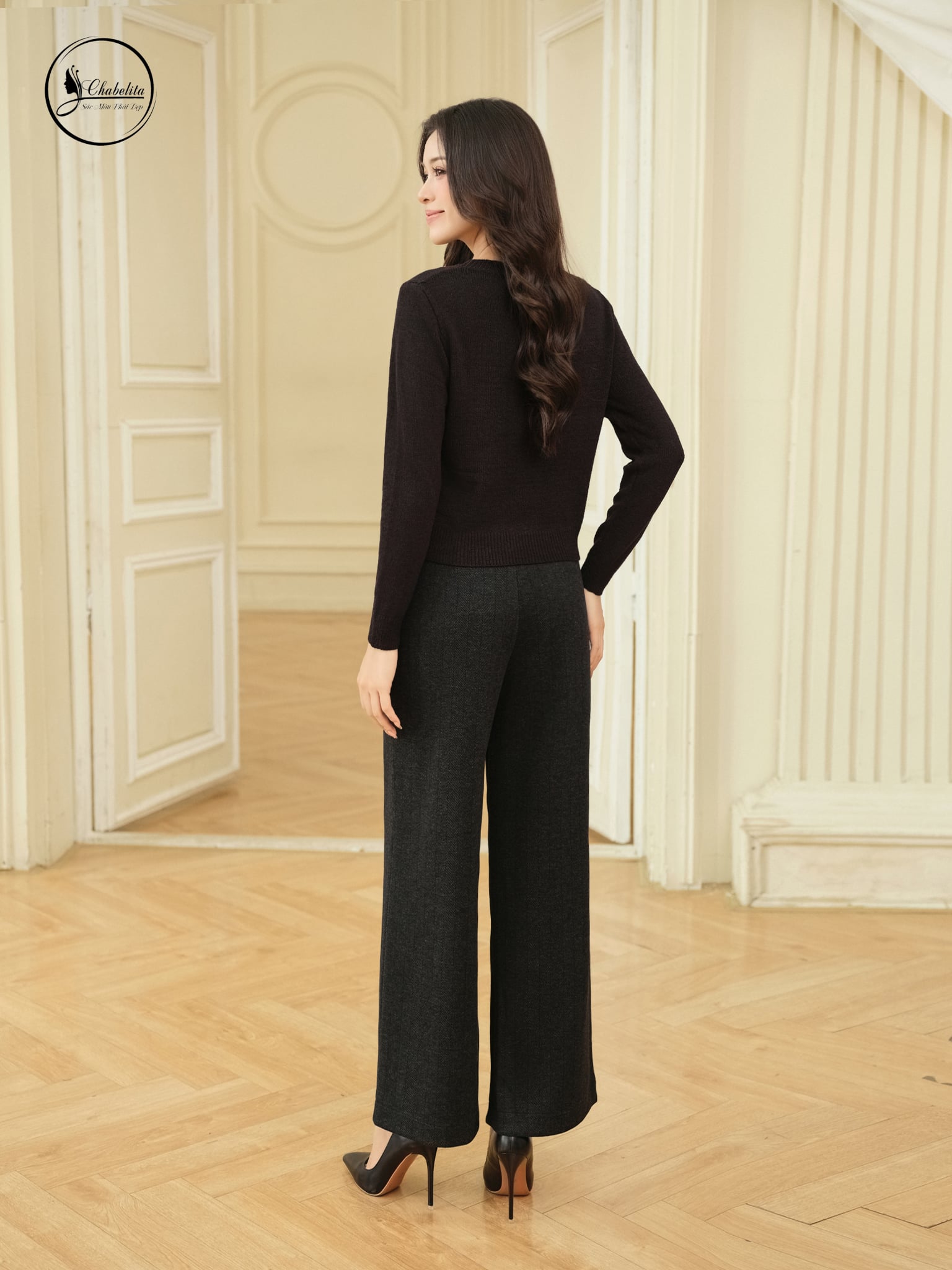 Áo len tay dài cloptop màu đen