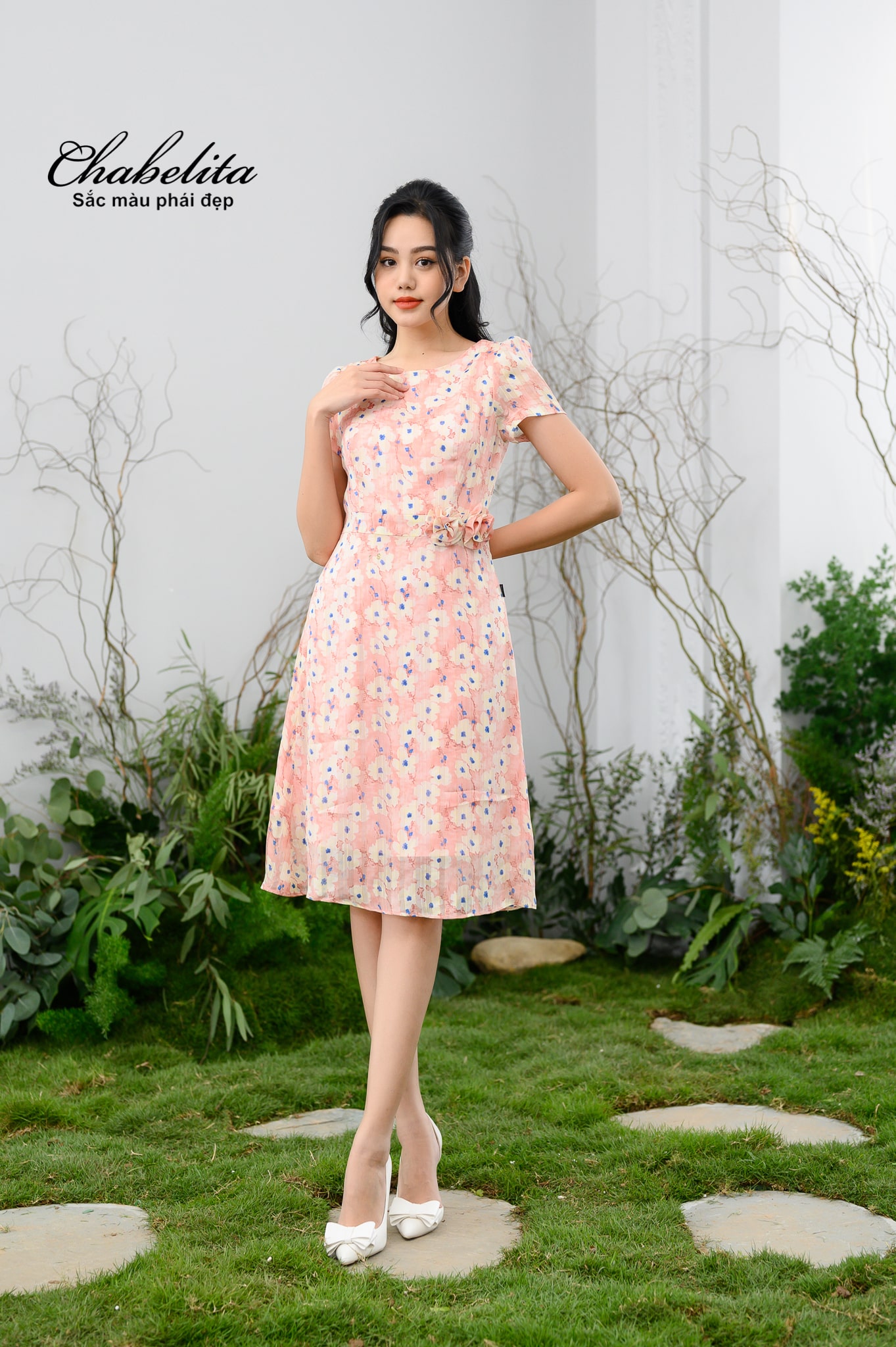 Đầm A màu hồng