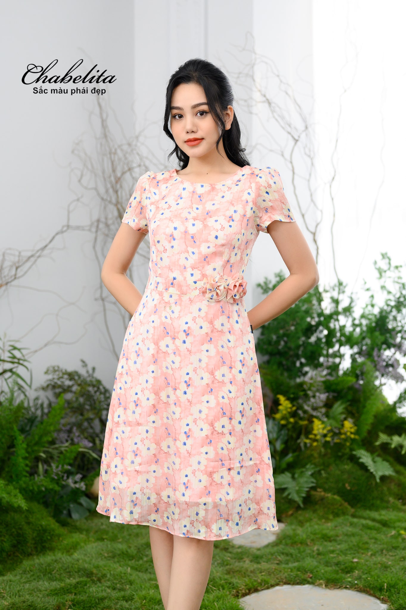 Đầm A màu hồng