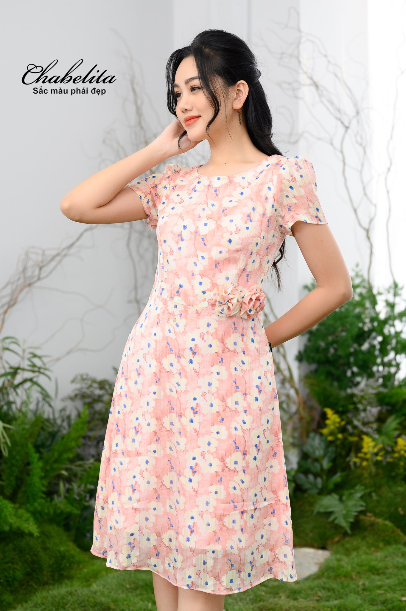 Đầm A màu hồng