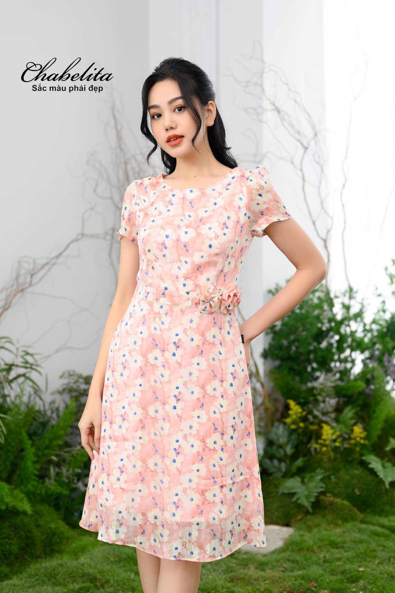 Đầm A màu hồng