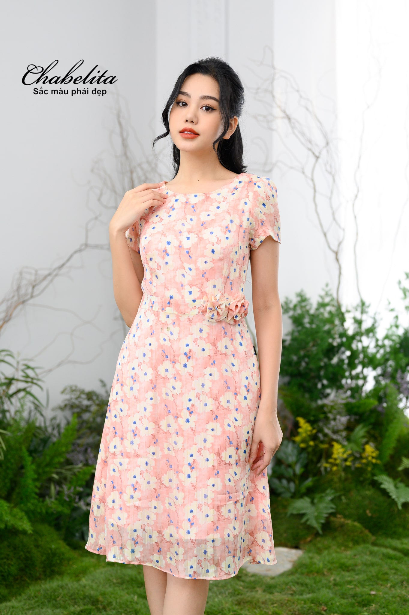 Đầm A màu hồng