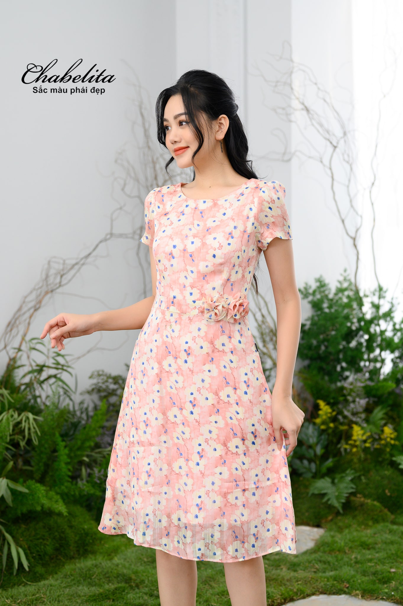 Đầm A màu hồng