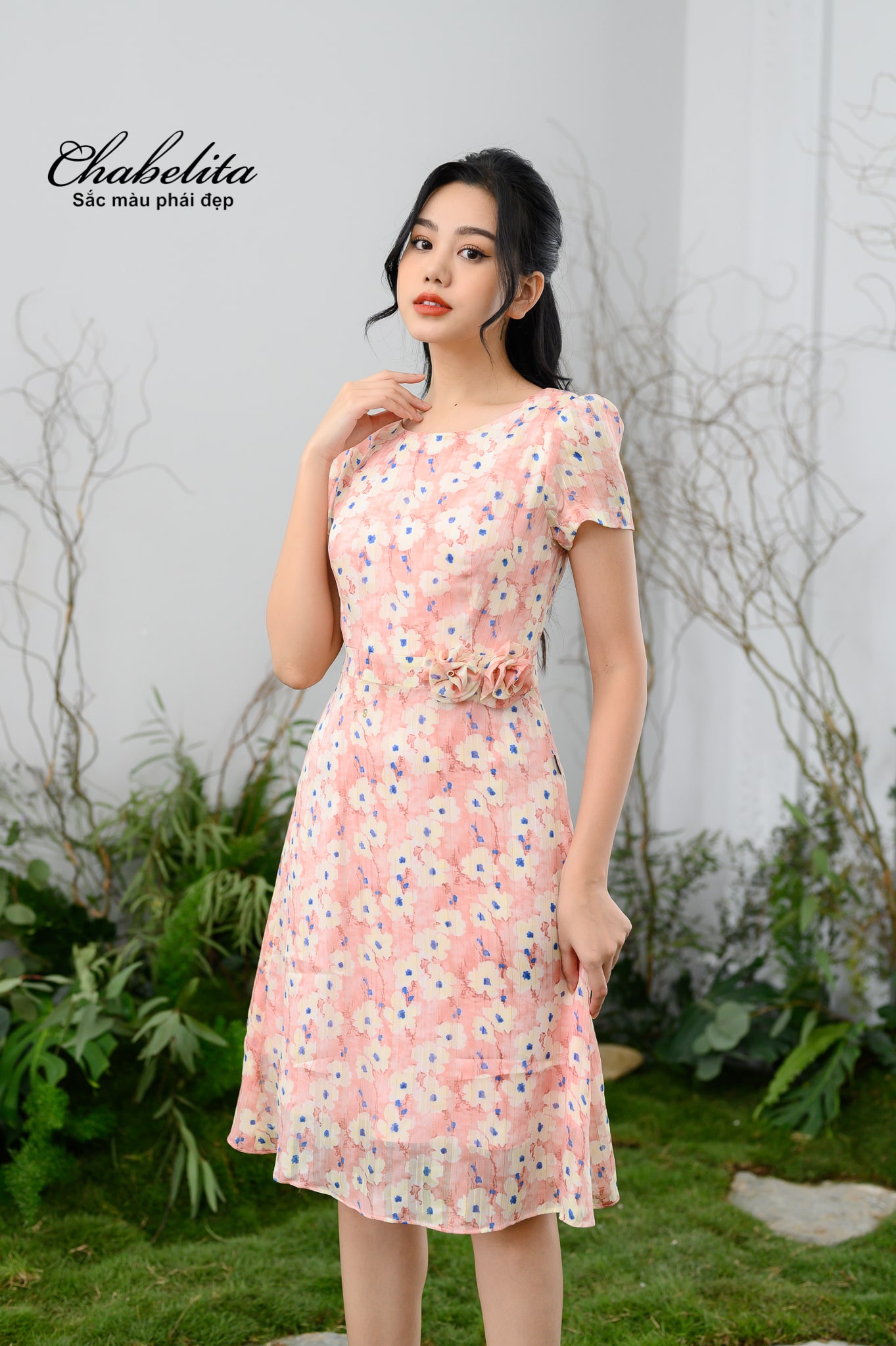 Đầm A màu hồng