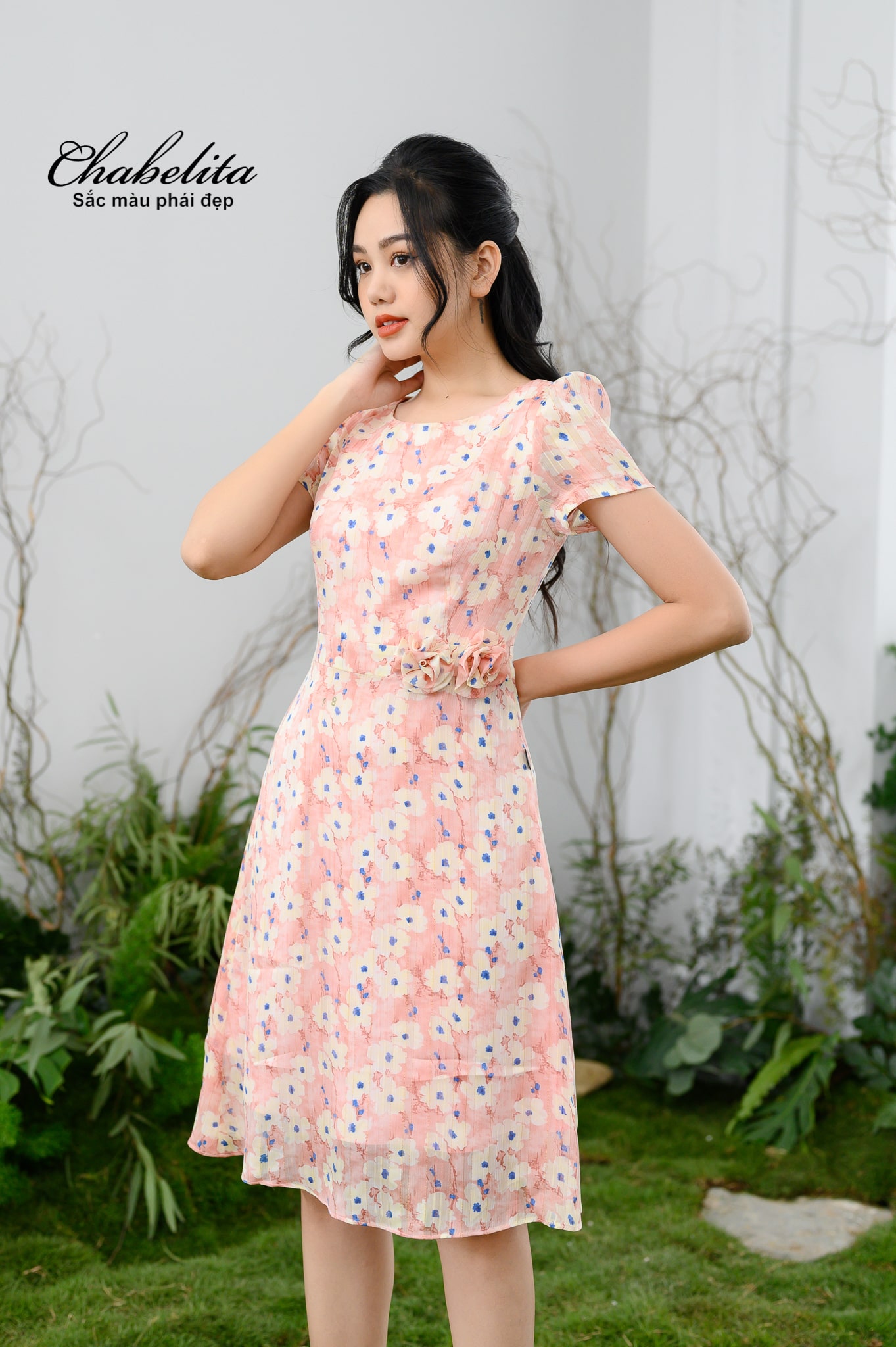 Đầm A màu hồng