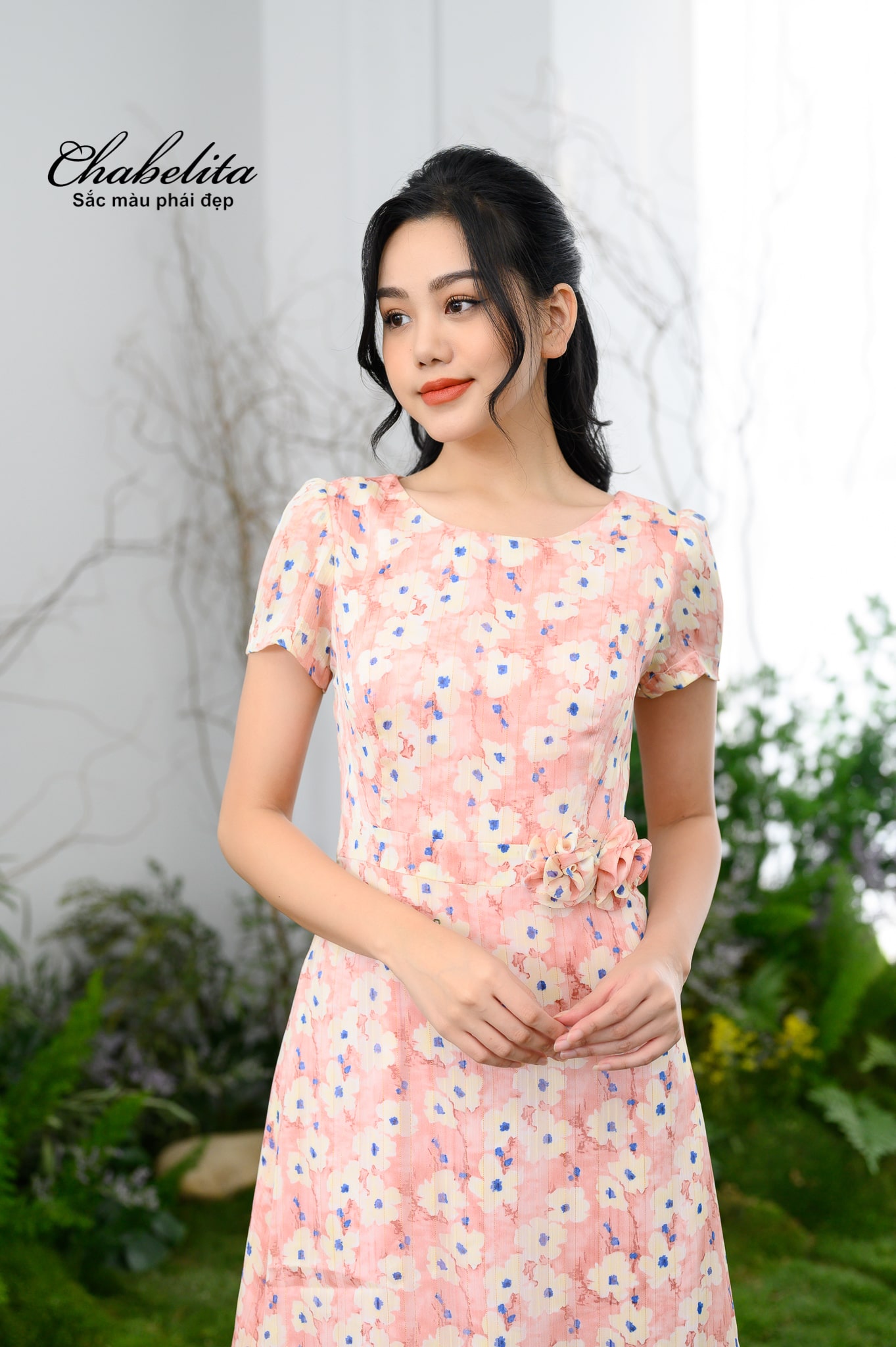 Đầm A màu hồng