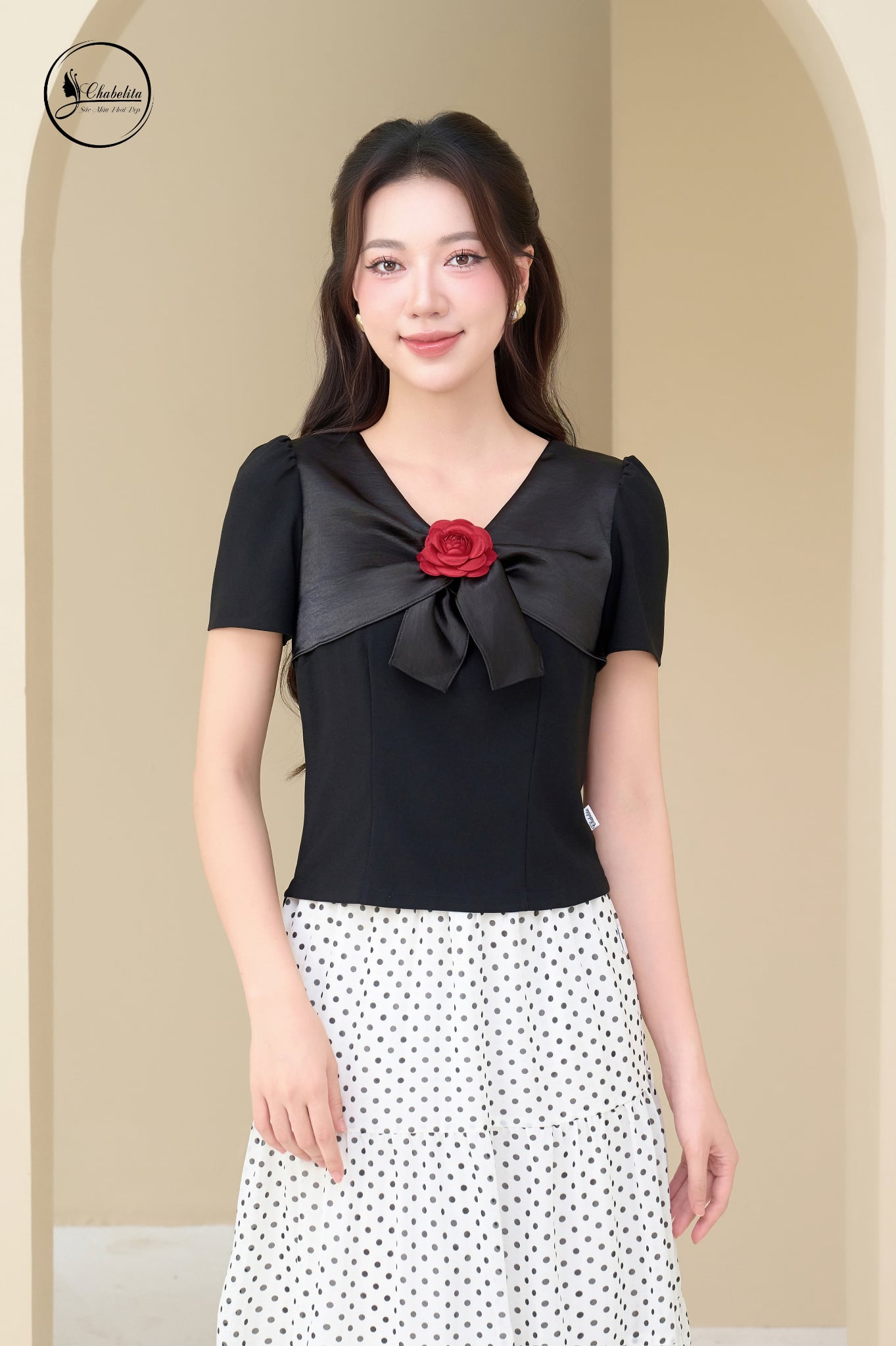 Áo sơ mi phối đen