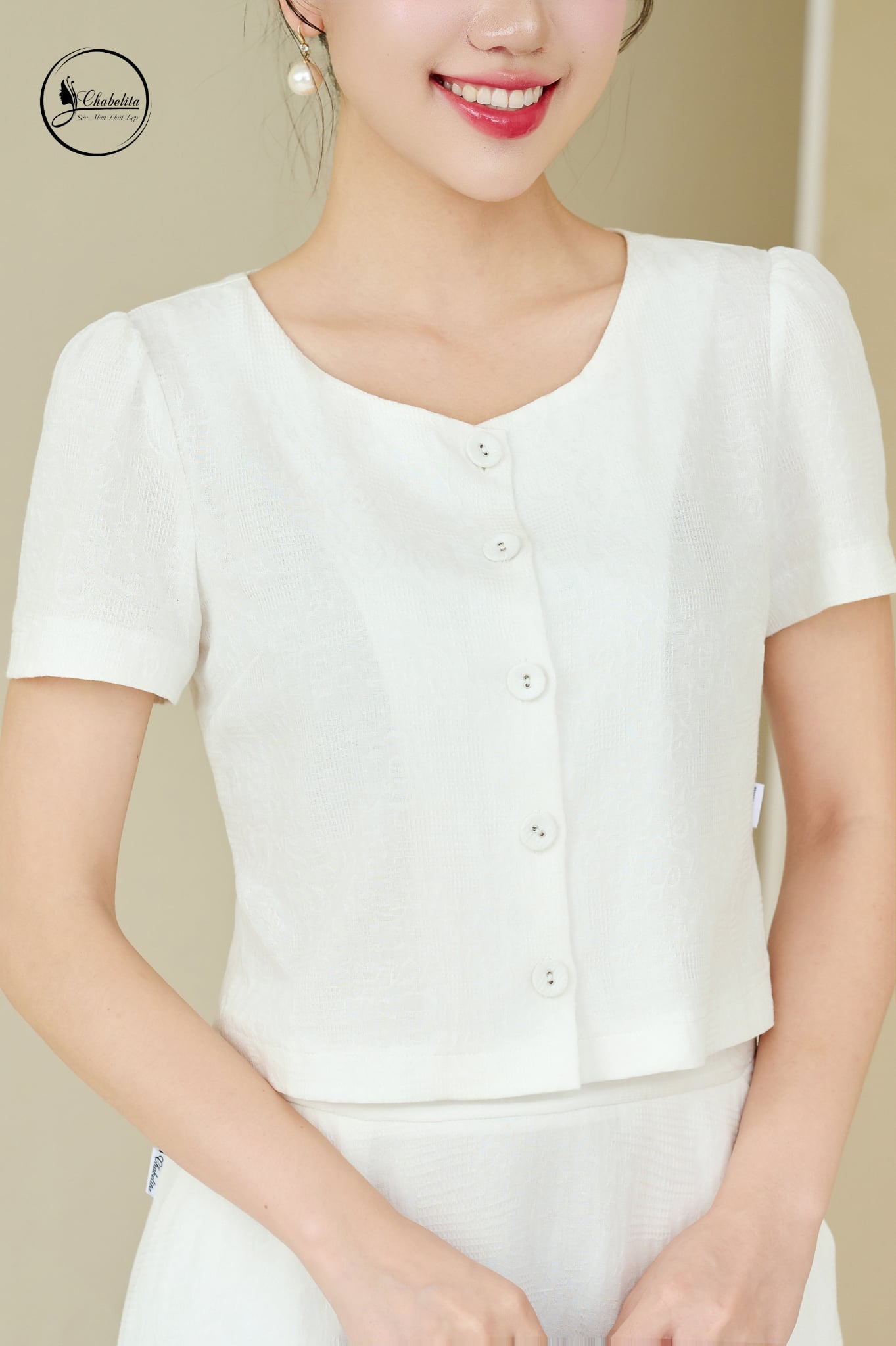 Sét bộ áo phối chân váy màu trắng