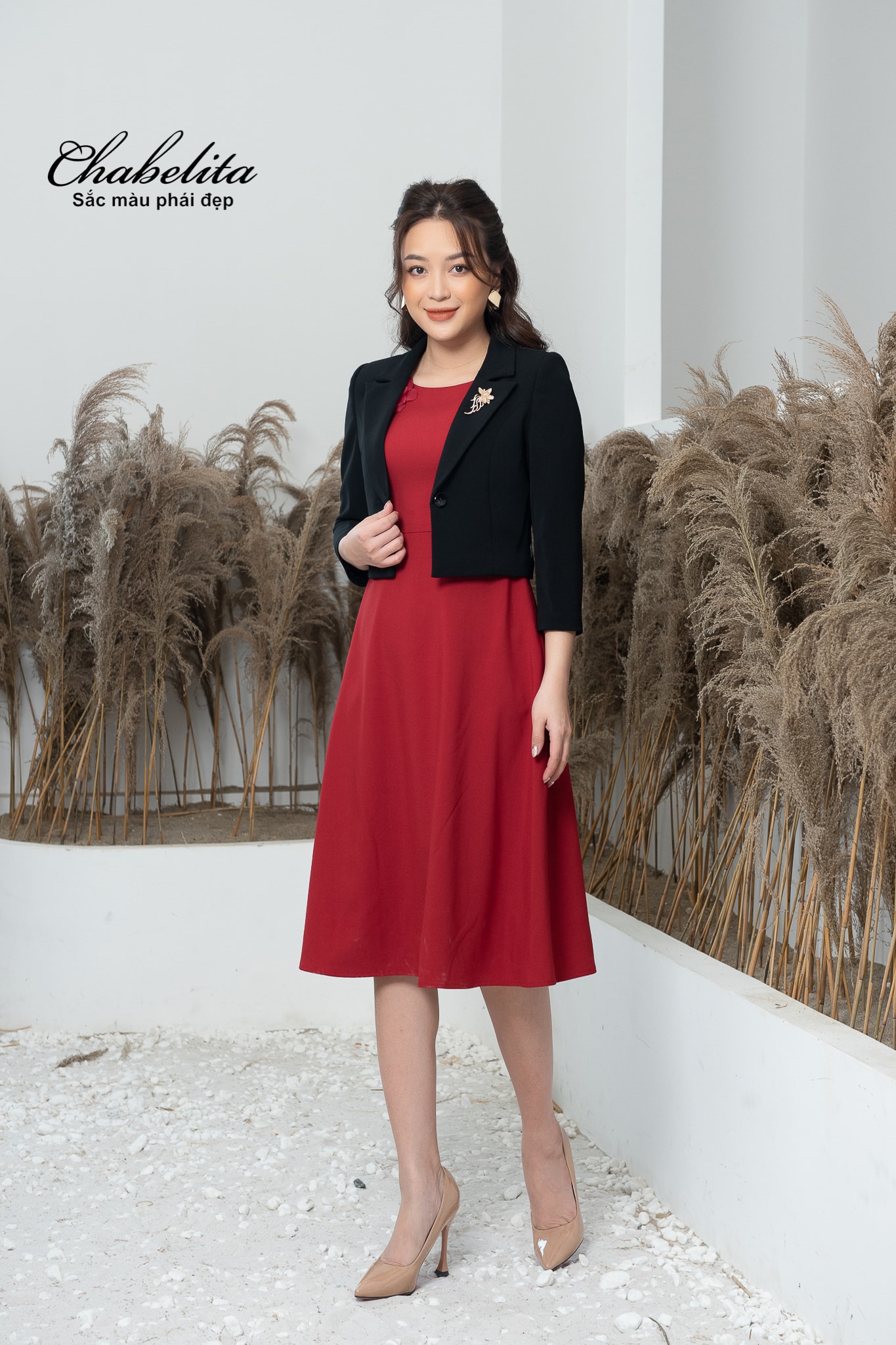 Áo khoác dạ tuyết màu đỏ