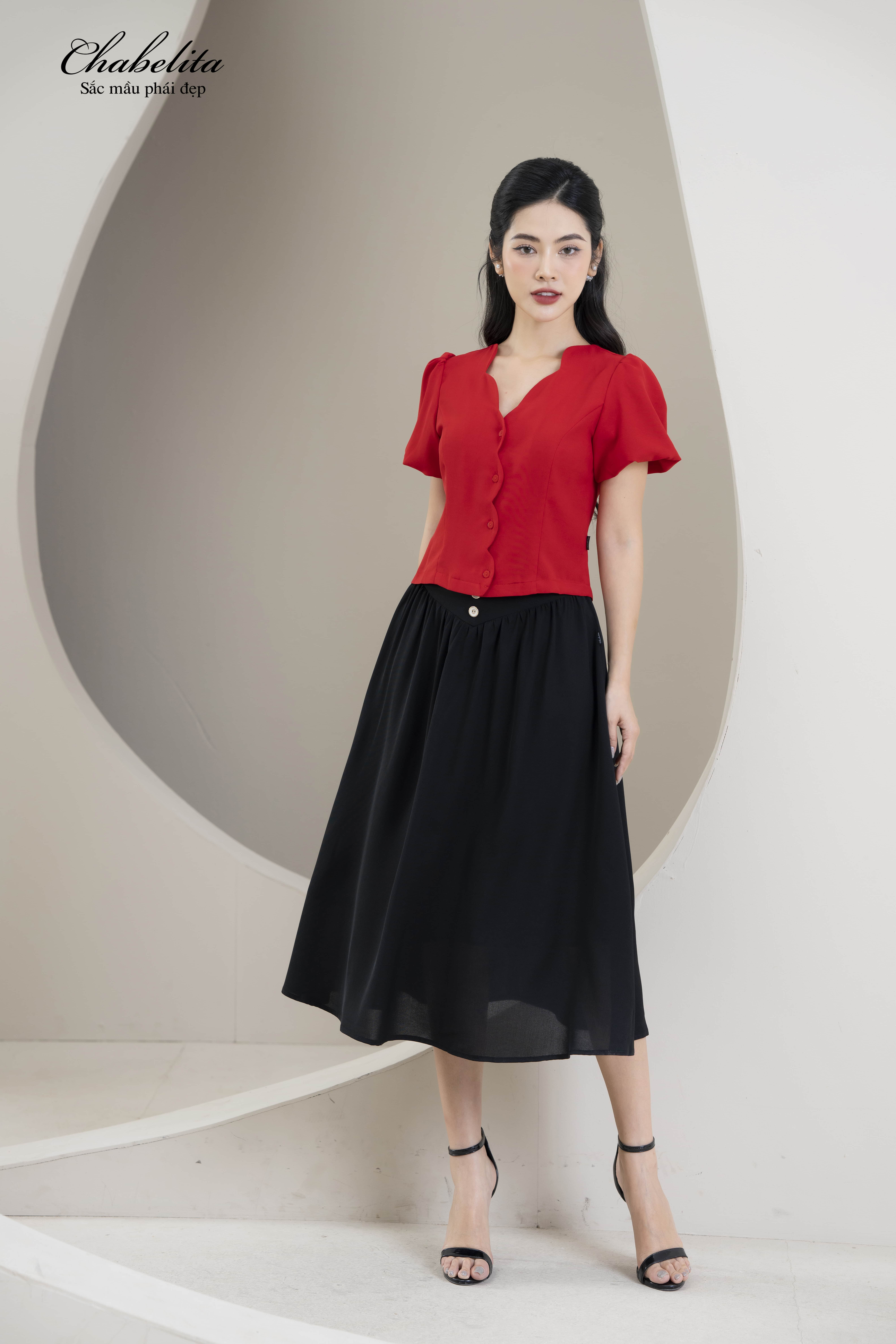 Đầm Áo lụa đỏ chân váy đen đai eo Họa Tiết Nữ Yume Fashion Chất Lụa Hàn  phối chân váy tuyết mưa hàn Cao Cấp- A006 | Shopee Việt Nam