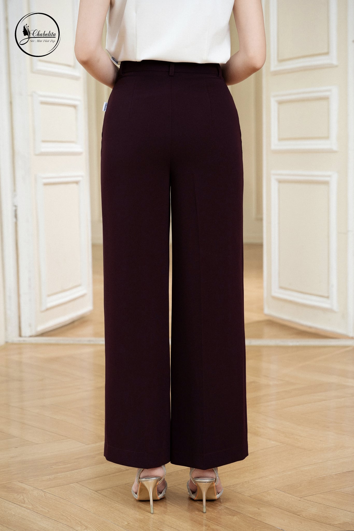 Quần suông cạp 2khuy màu rượu vang