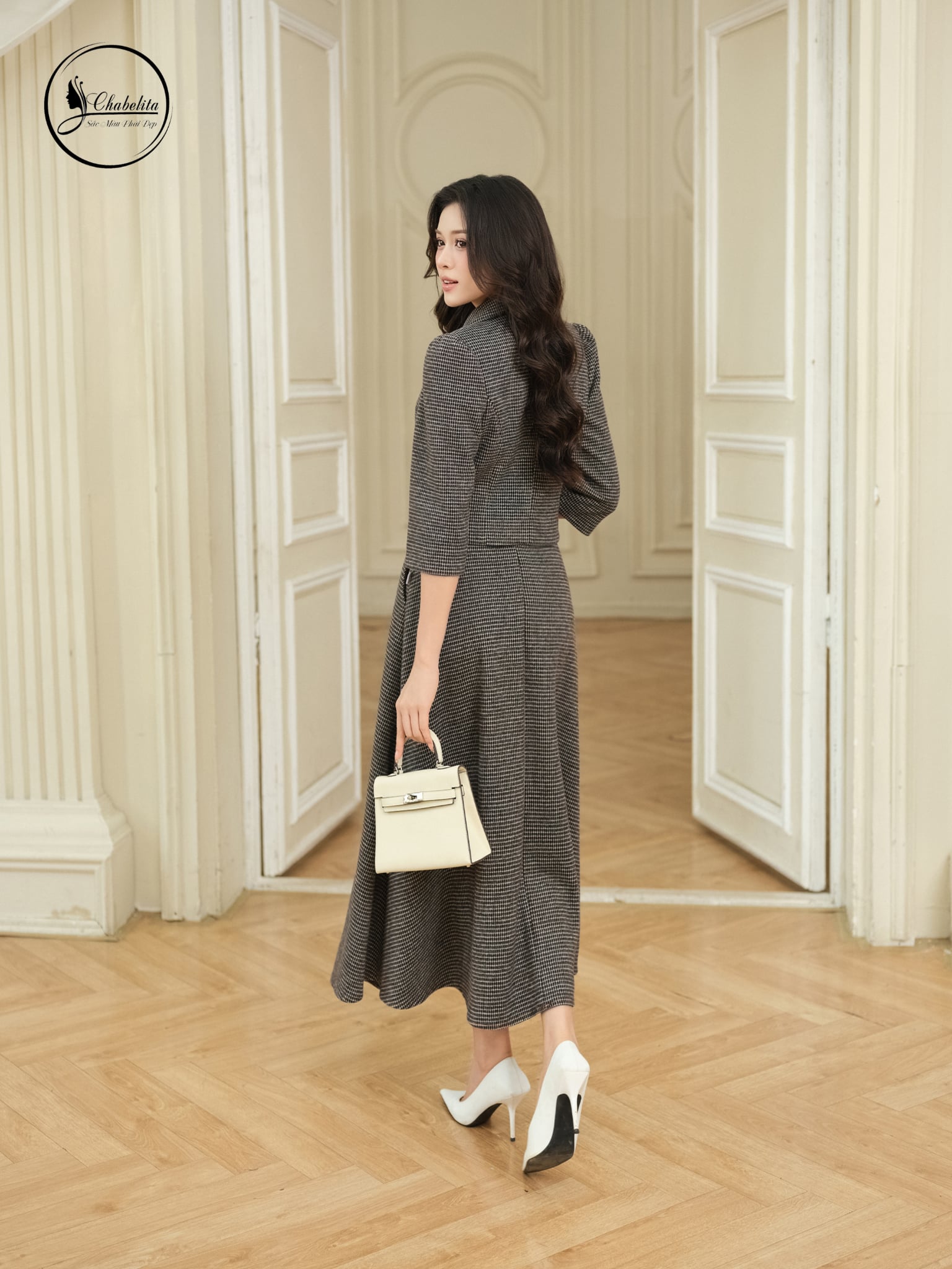 Sét bộ áo vest phối chân váy màu nâu