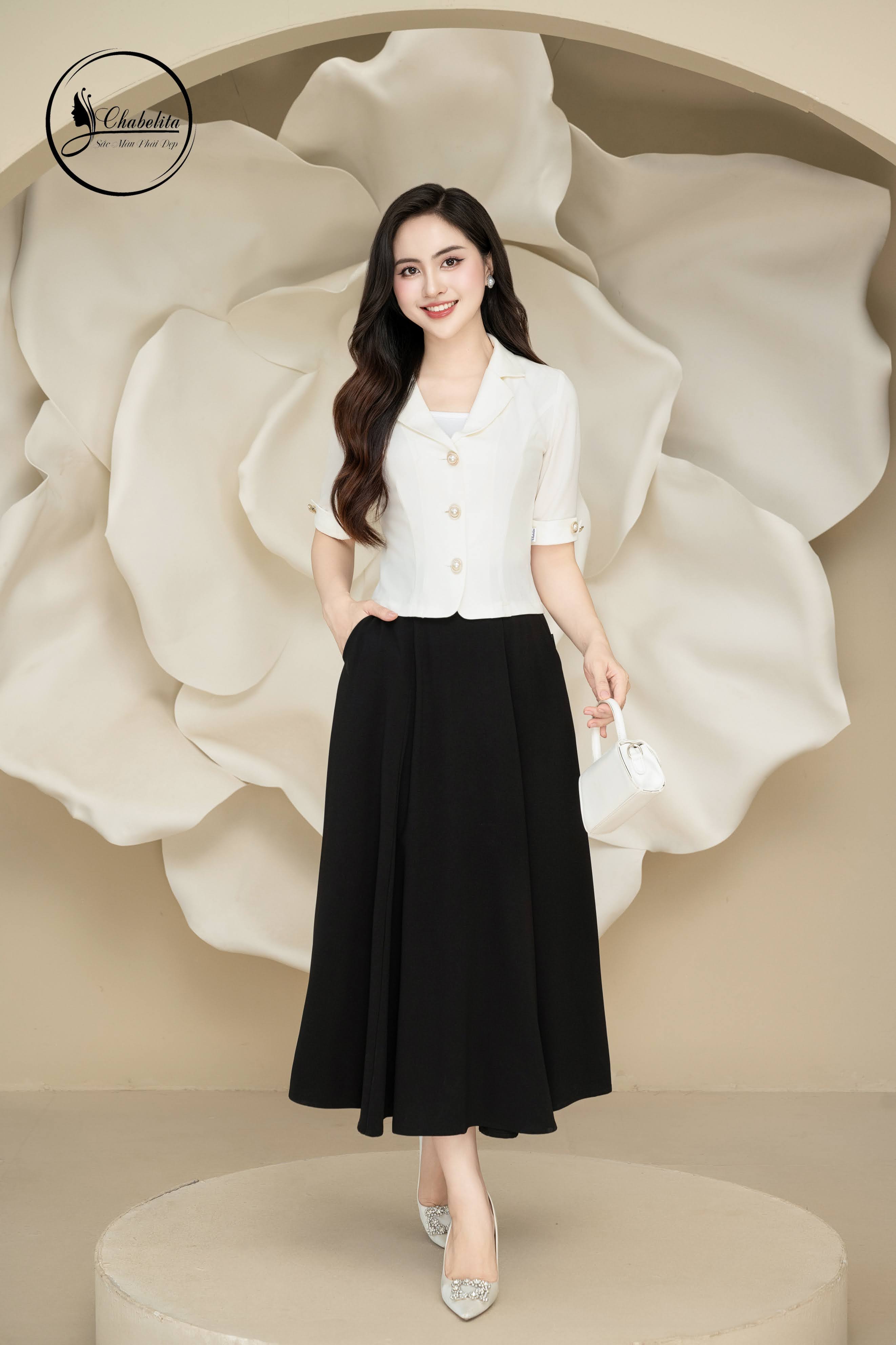 Áo ký giả tay lỡ màu trắng