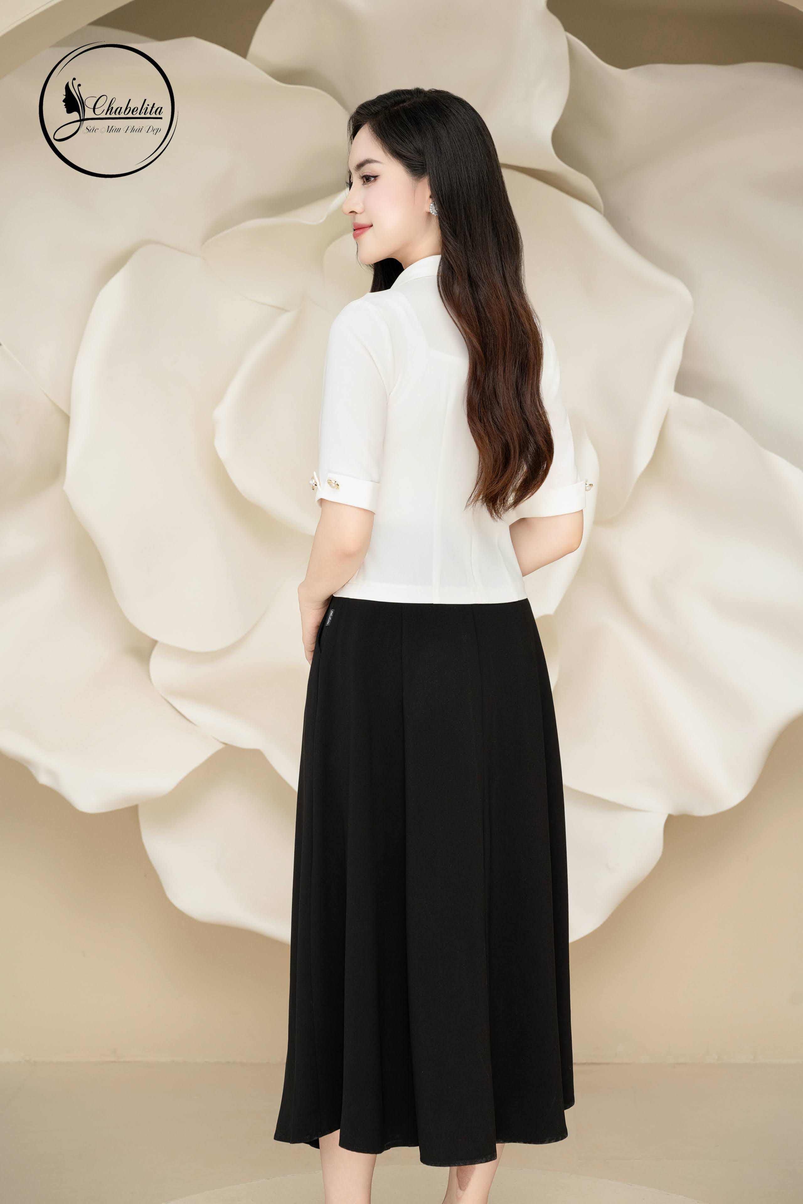 Áo ký giả tay lỡ màu trắng