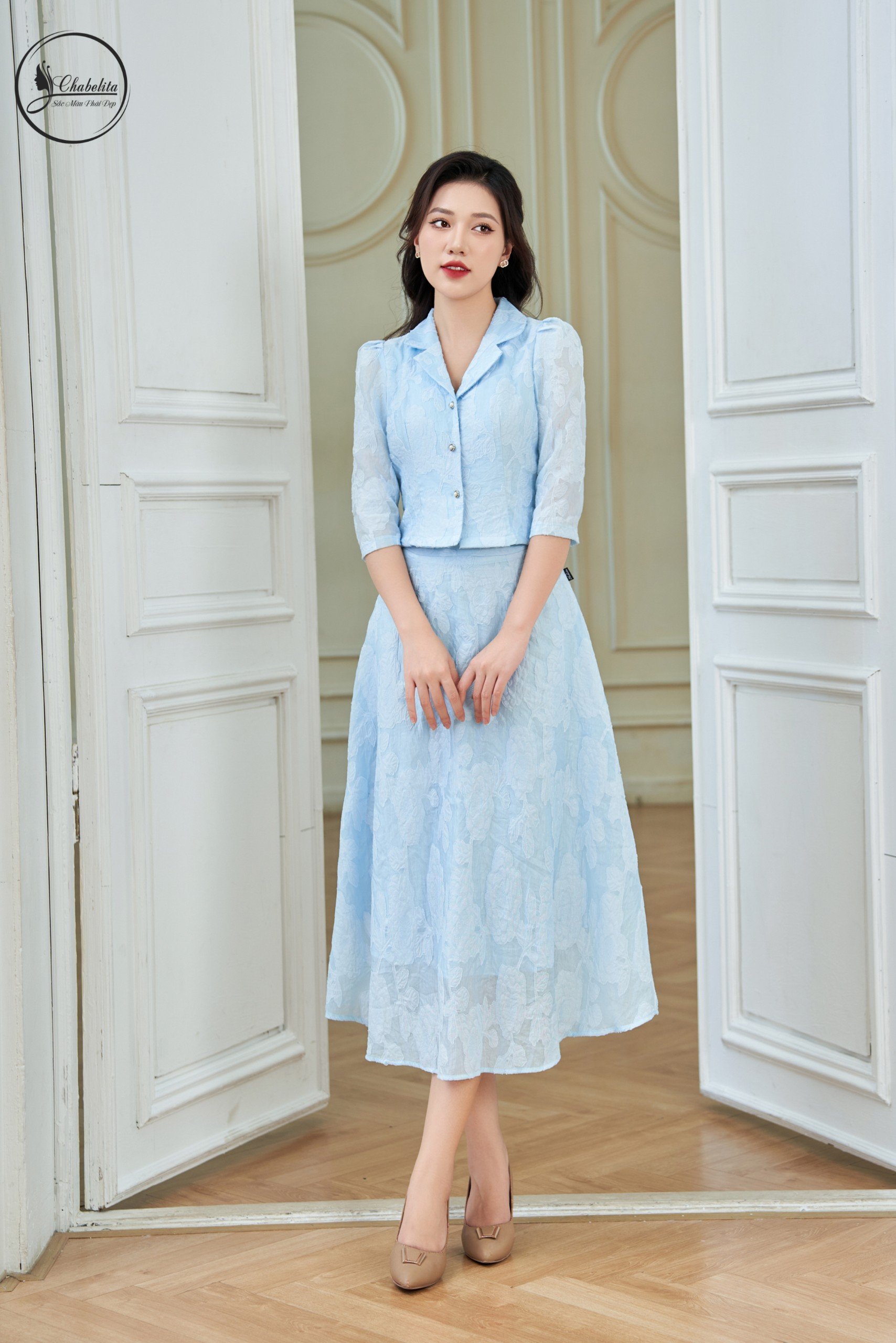 Set bộ ren màu xanh