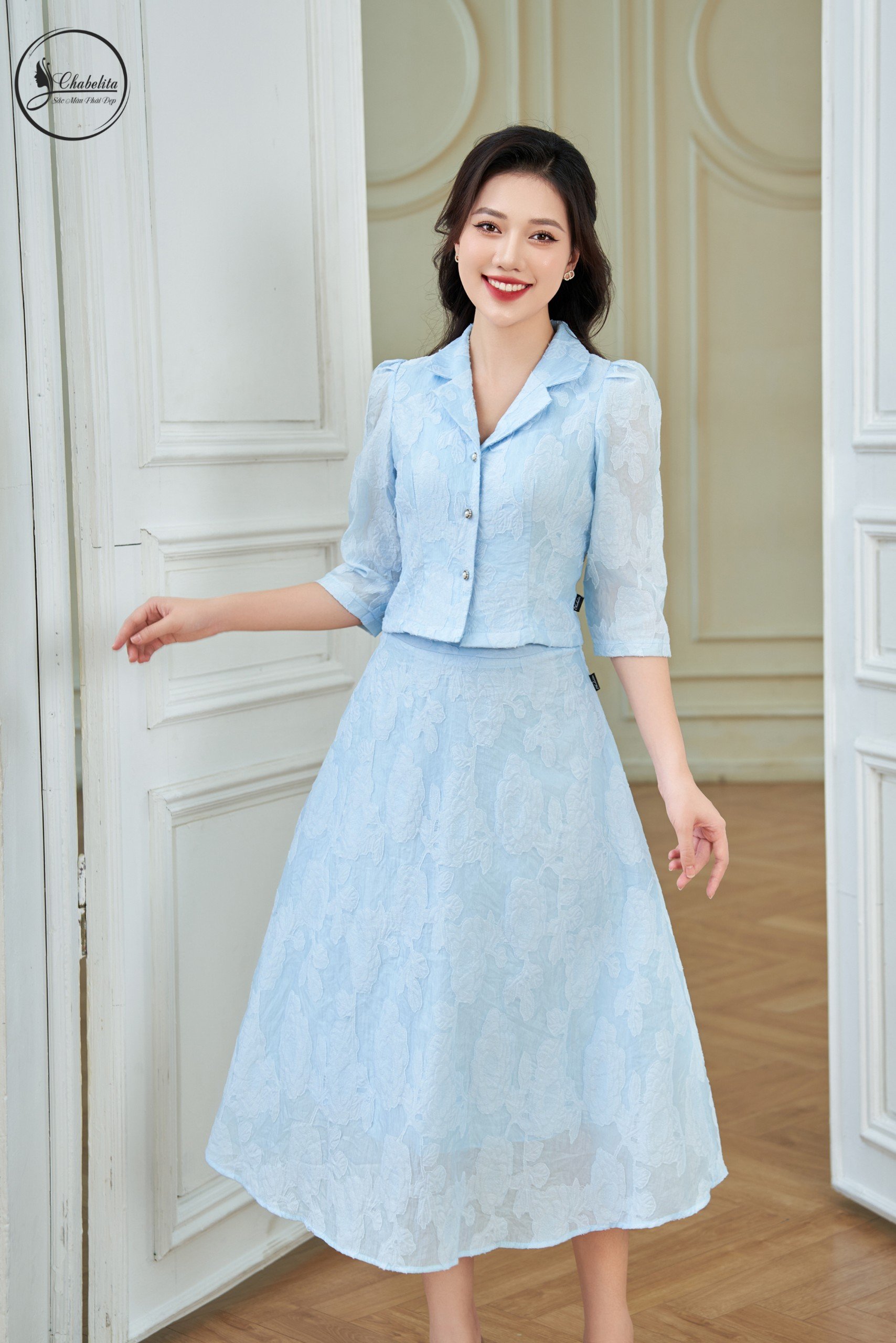 Set bộ ren màu xanh