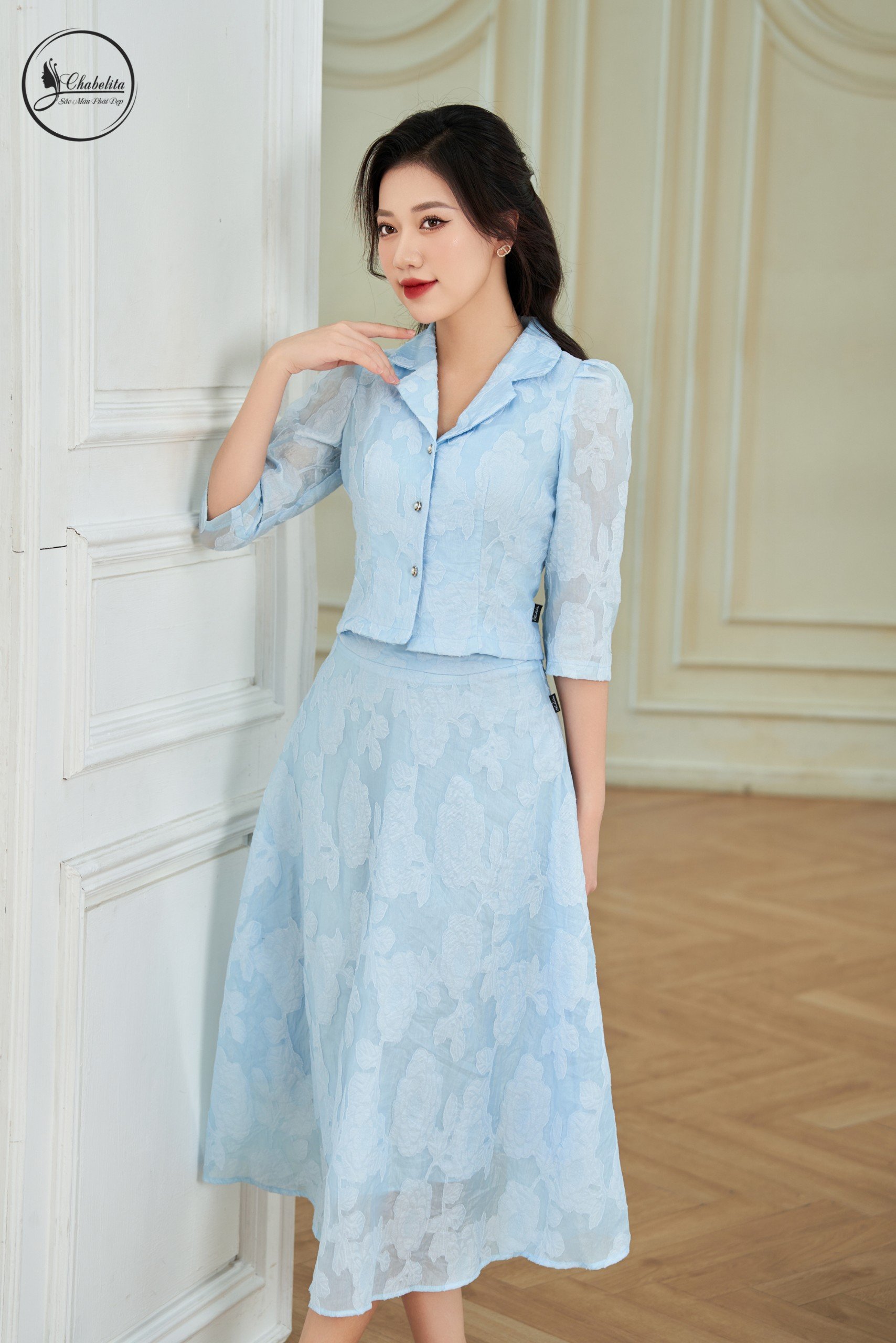 Set bộ ren màu xanh