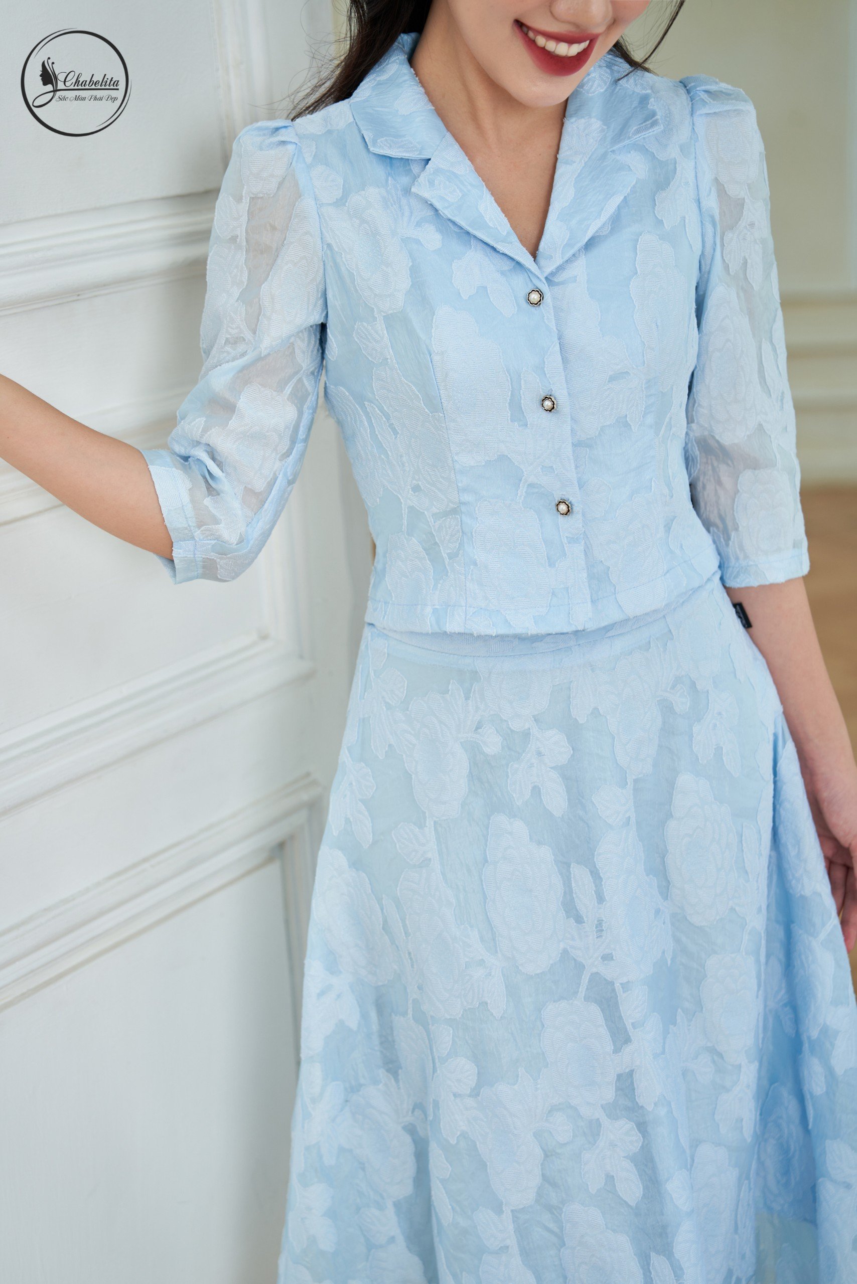 Set bộ ren màu xanh